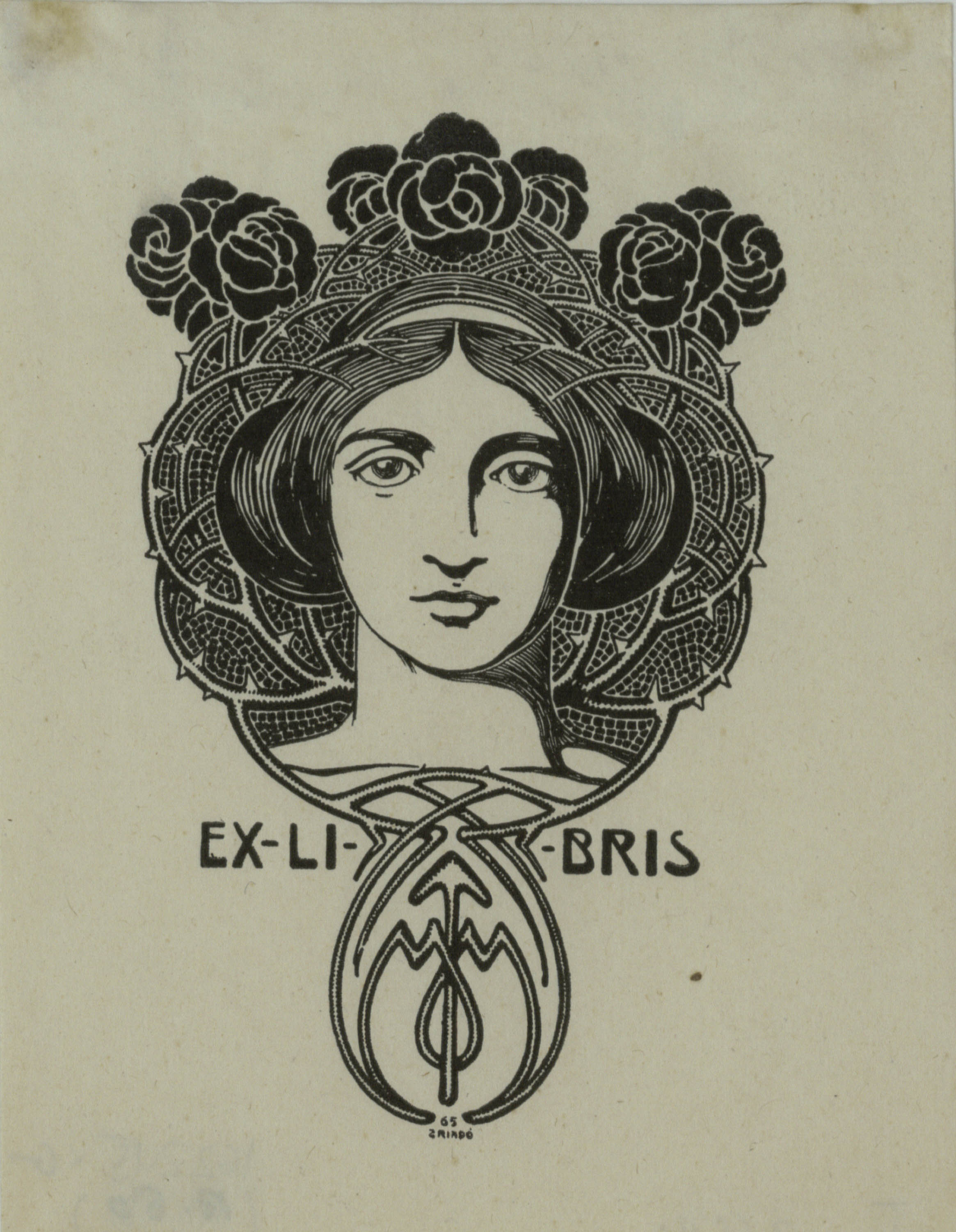 image for: Josep Triadó - Ex-libris M. M.  - Cap a 1903