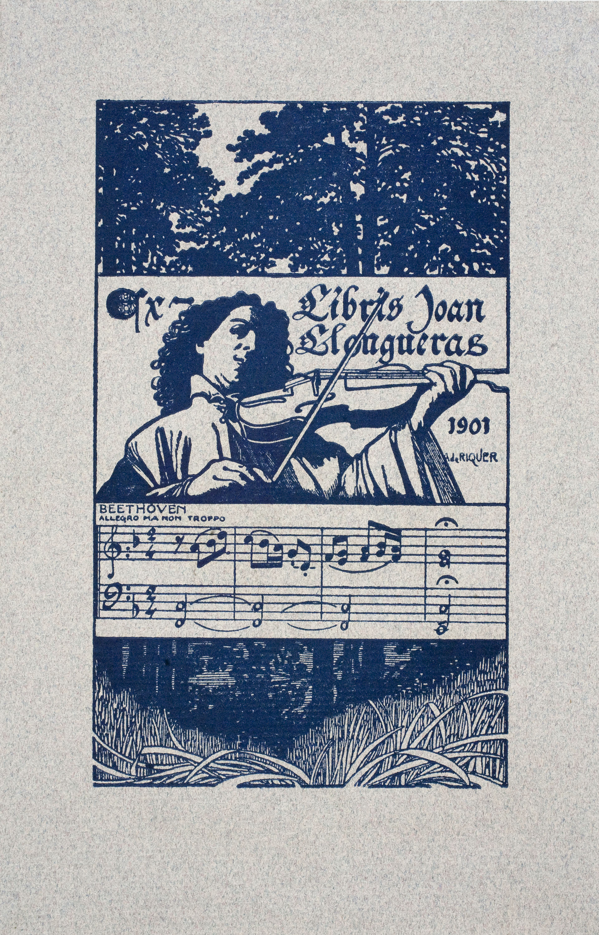 image for: Alexandre de Riquer - Ex-libris Joan Llongueras - 1901