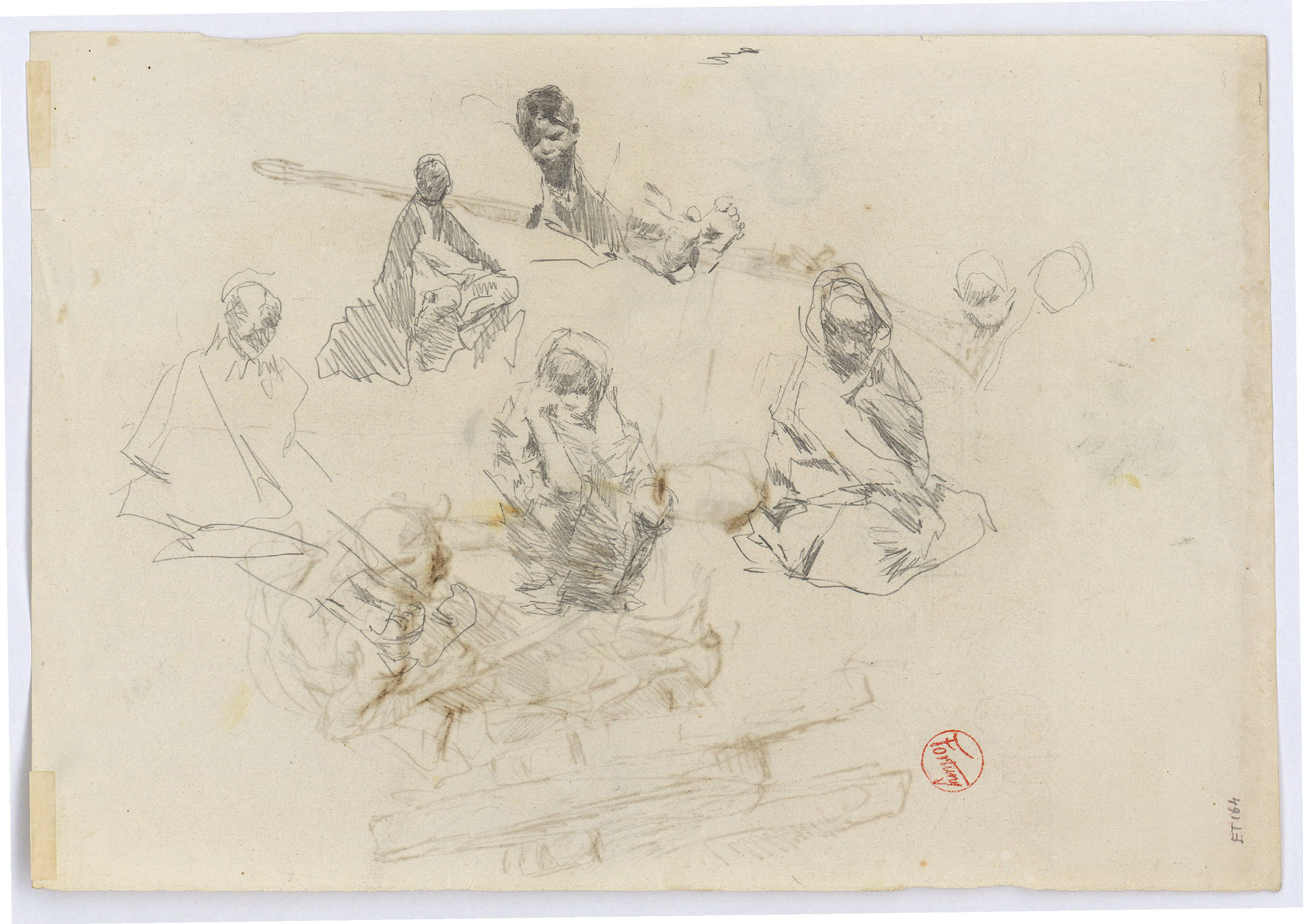 image for: Marià Fortuny - Marroquins (anvers) / Estudi per al quadre «L&#039;esmolador de sabres» (revers) - Cap a 1860-1862