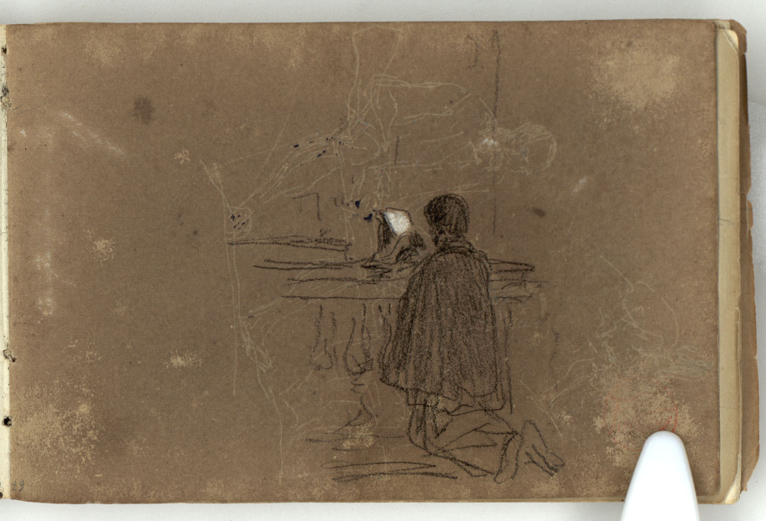 image for: Marià Fortuny - Cap de cavall (anvers) / Home agenollat davant d&#039;un altar (revers) - Cap a 1866-1872 [1]