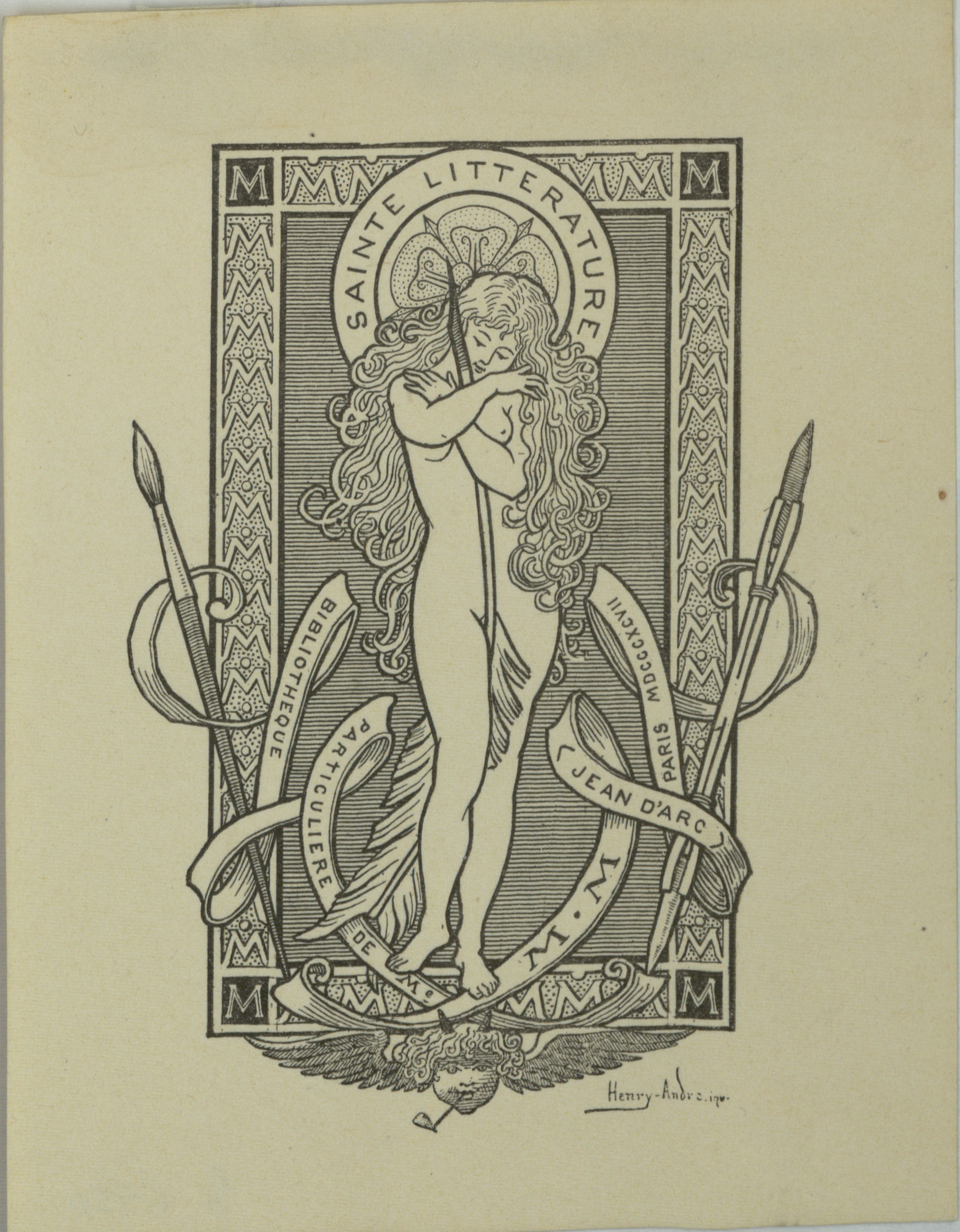 image for: Henry-André - Ex-libris Bibliotheque Particuliere de Me MM Jean d&#039;Arc - 1897