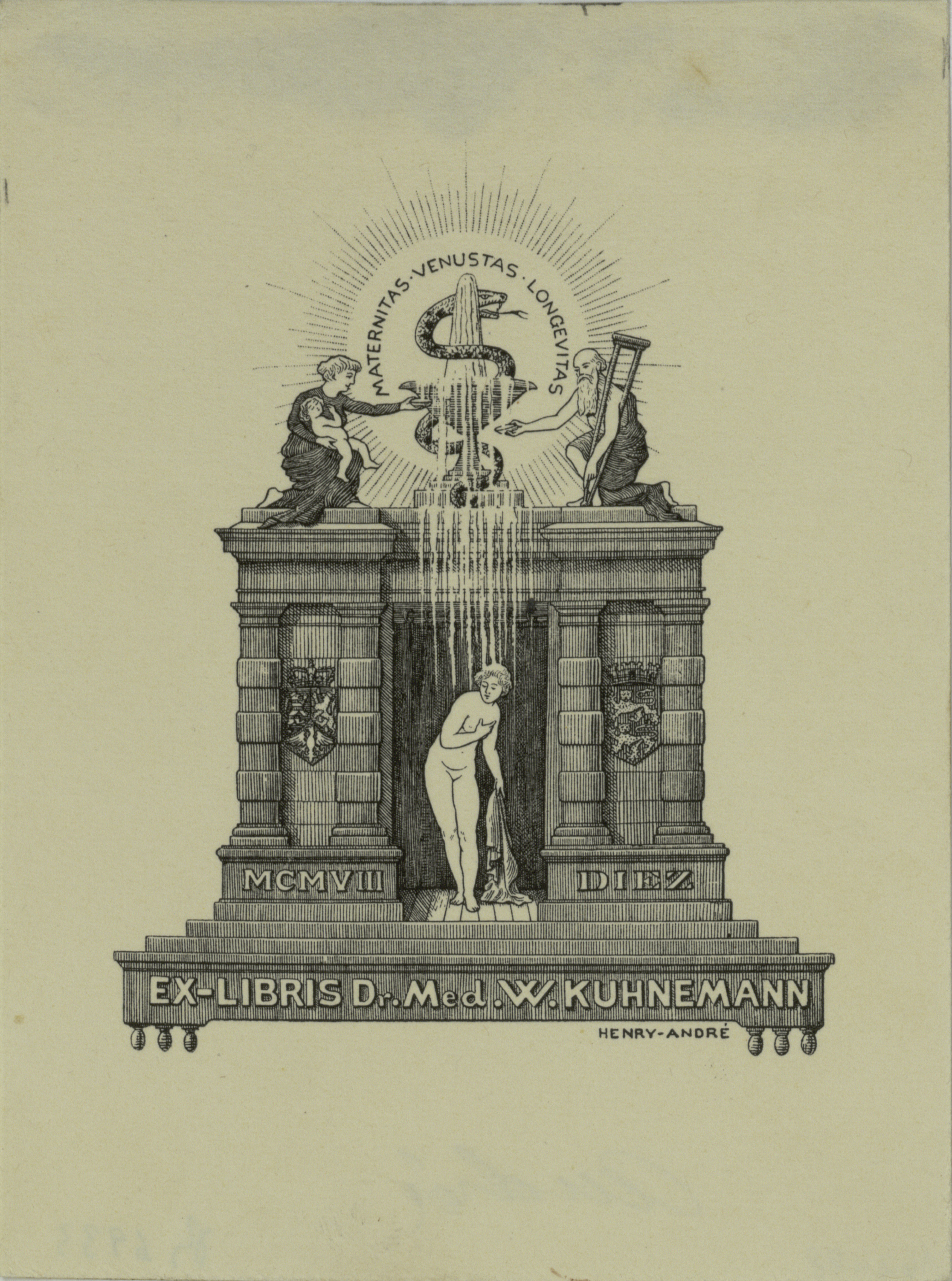 image for: Henry-André - Ex-libris Dr. Med. W. Kuhnemann - 1907