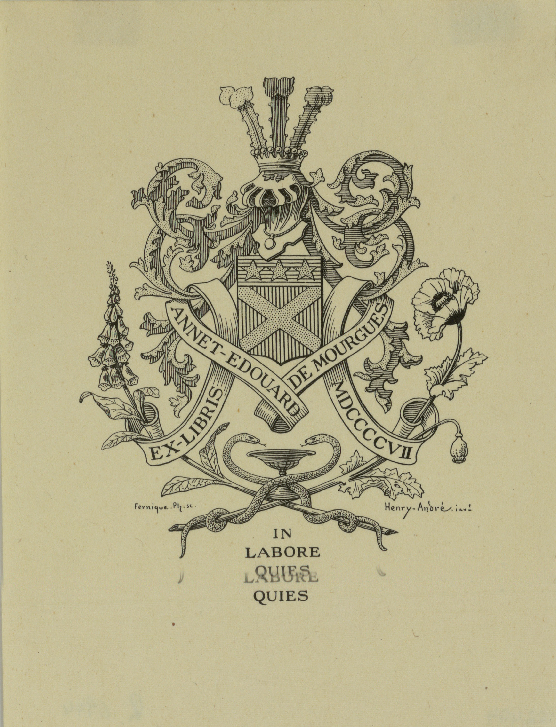 image for: Henry-André - Ex-libris Annet-Edouard de Mourgues - 1907