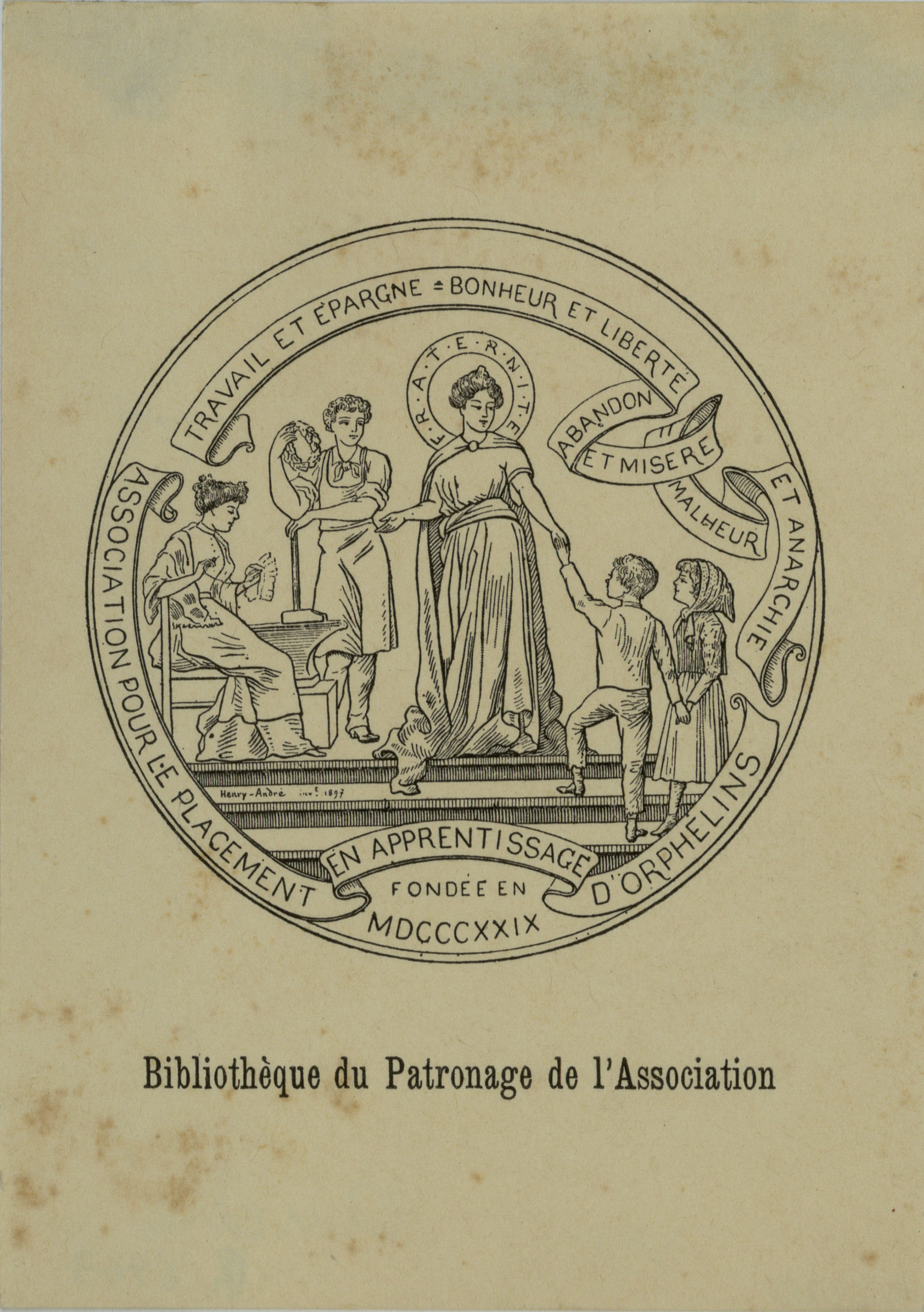 image for: Henry-André - Ex-libris Association pour le Placement en Apprentissage d&#039;Orphelins - 1897