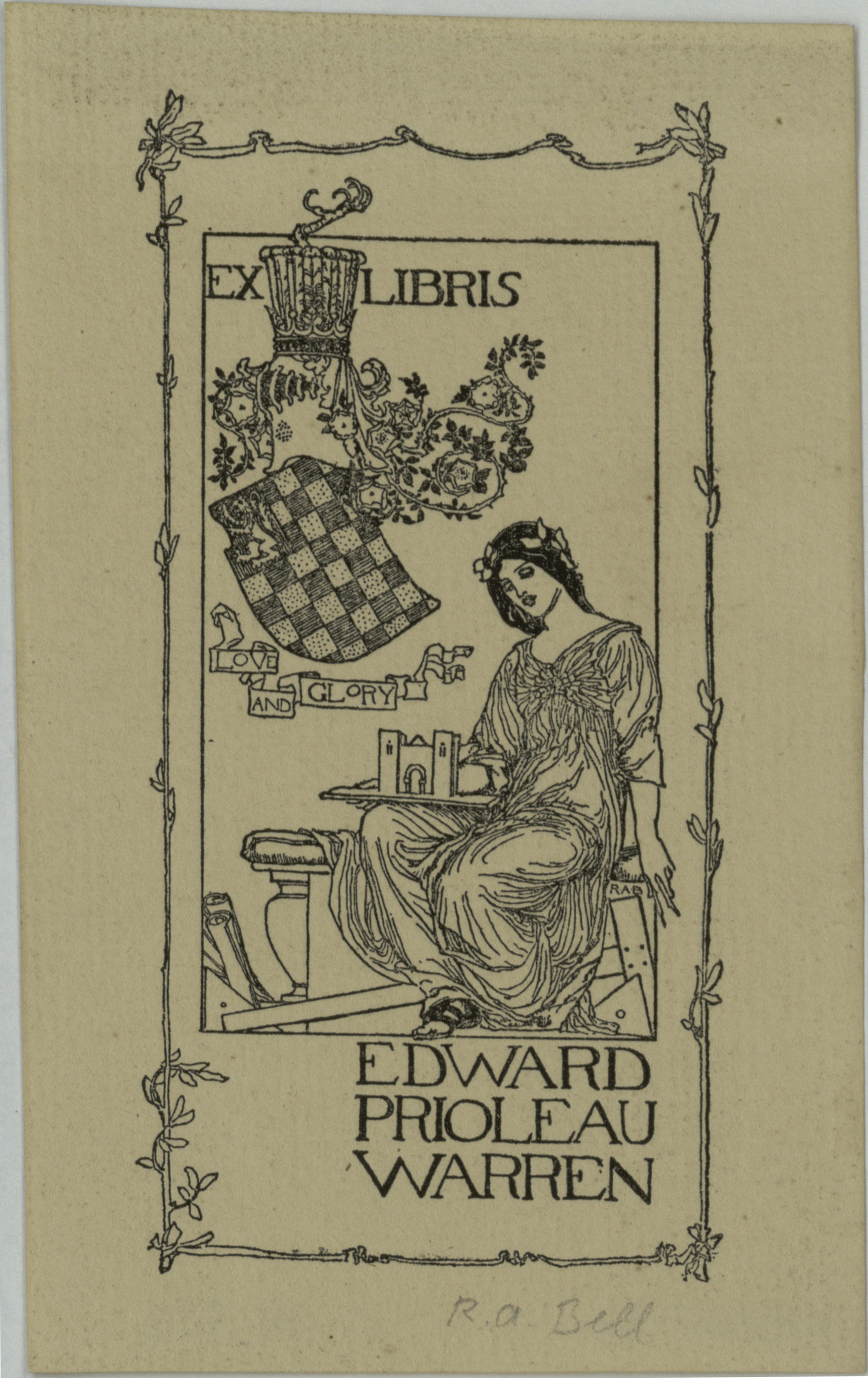 image for: Robert Anning Bell - Ex-libris Edward Prioleau Warren - Cap a 1900