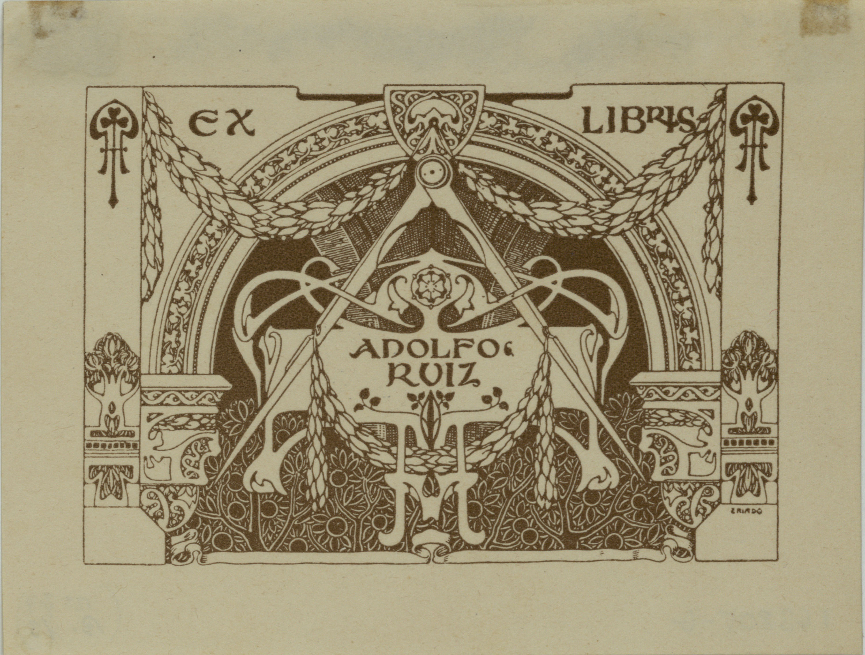 image for: Josep Triadó - Ex-libris Adolfo Ruiz - Cap a 1901