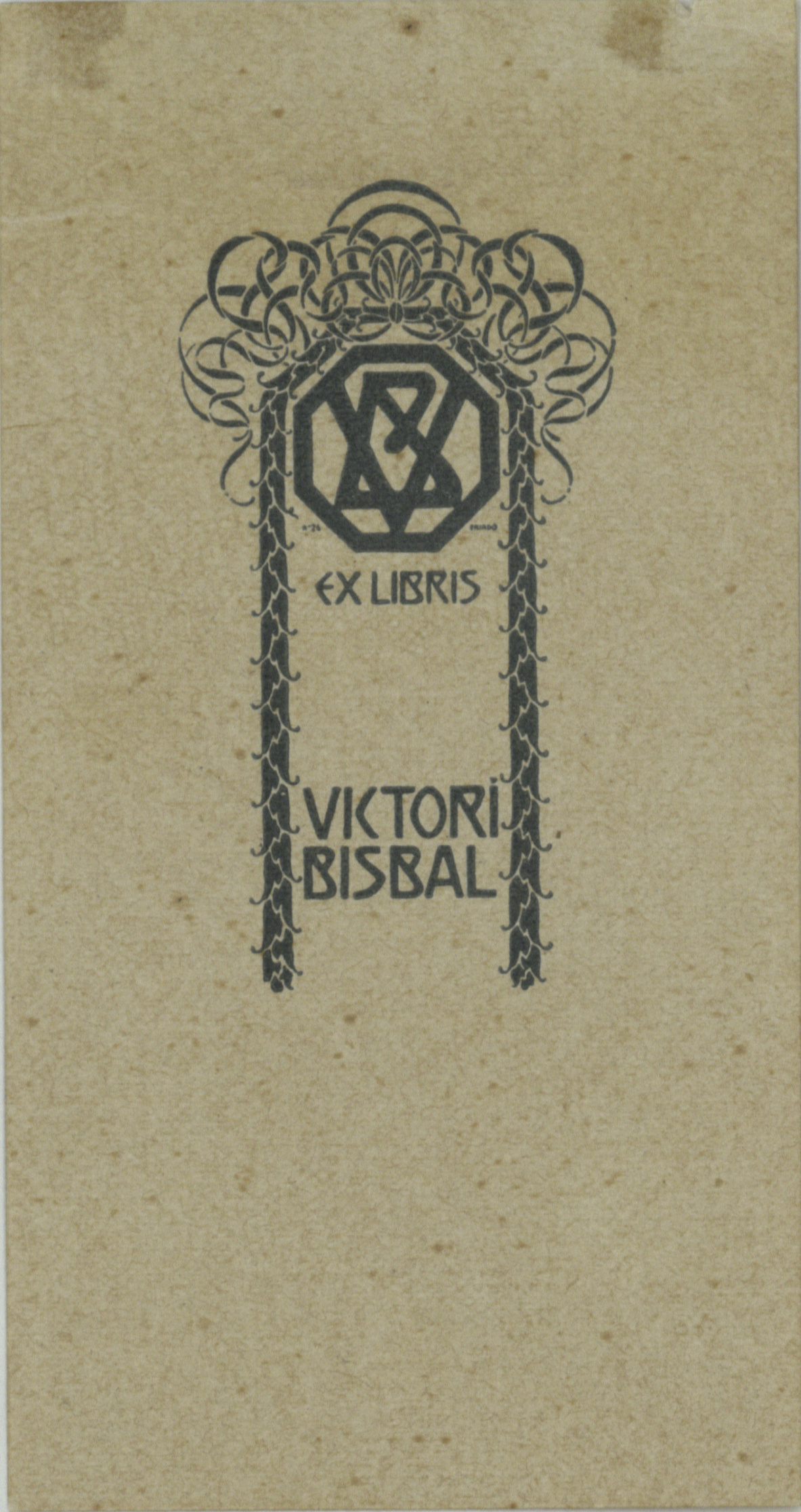 image for: Josep Triadó - Ex-libris Victori Bisbal - 1902