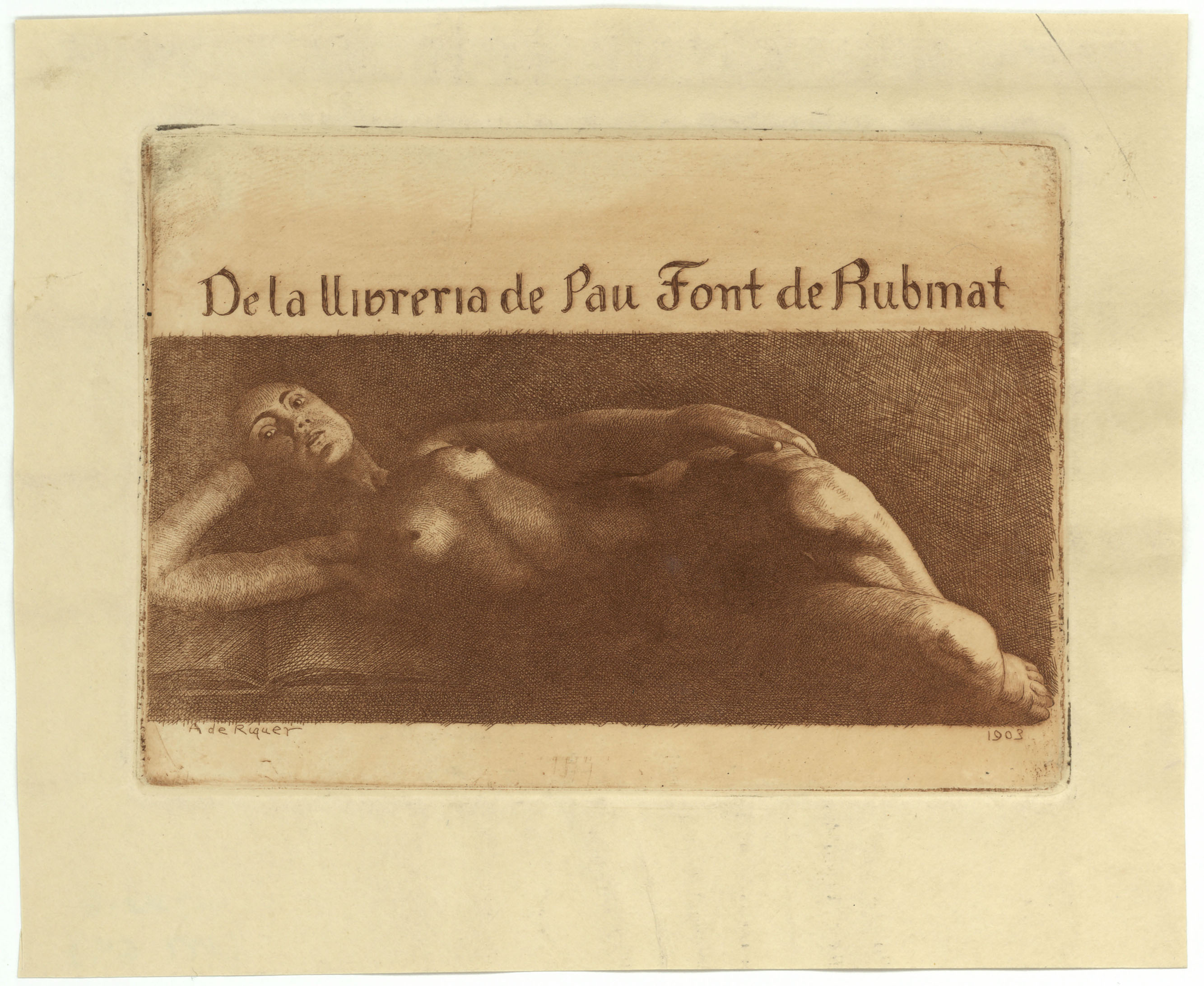 image for: Alexandre de Riquer - Ex-libris Pau Font de Rubinat - 1903