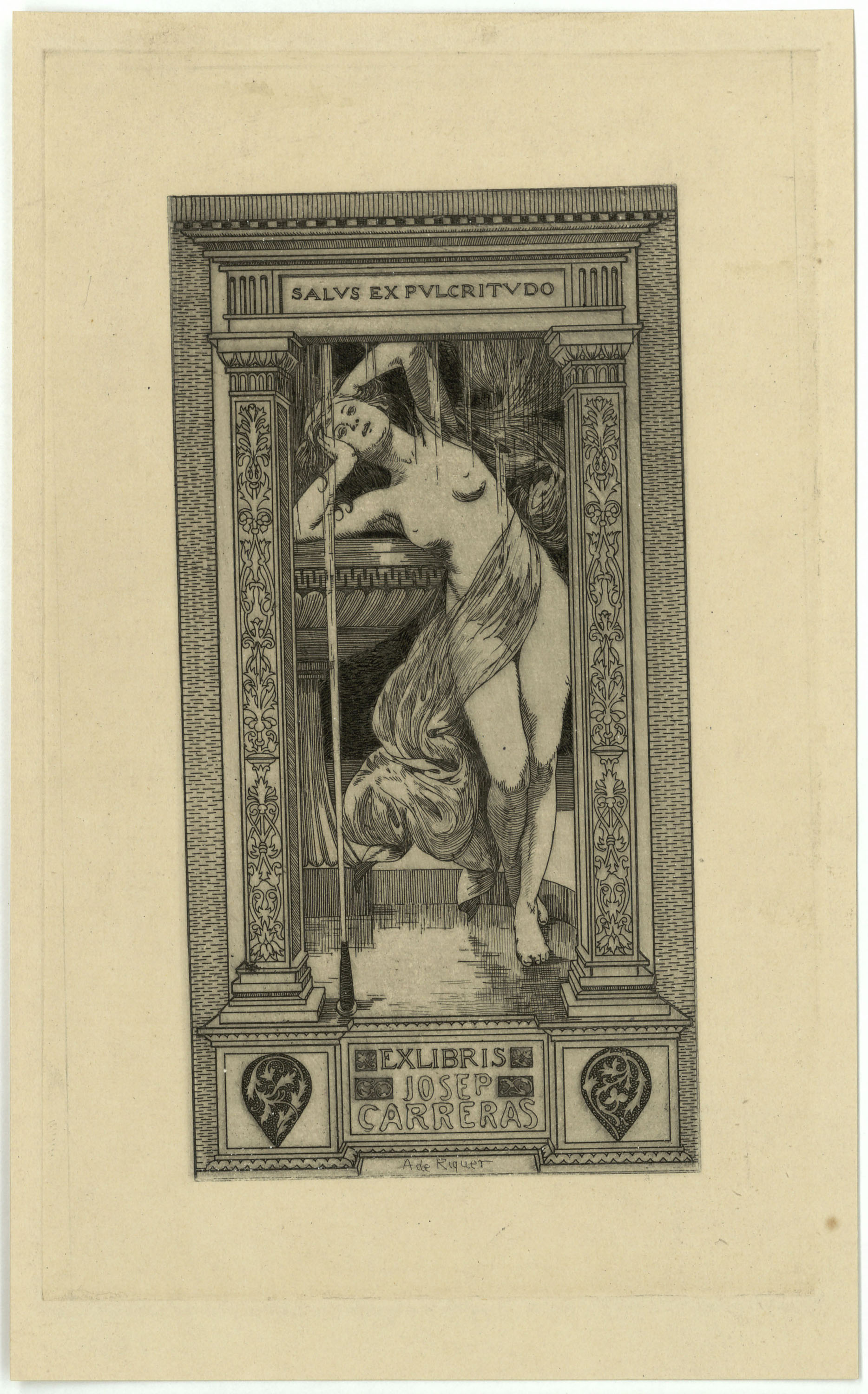 image for: Alexandre de Riquer - Ex-libris Josep Carreras - Cap a 1908
