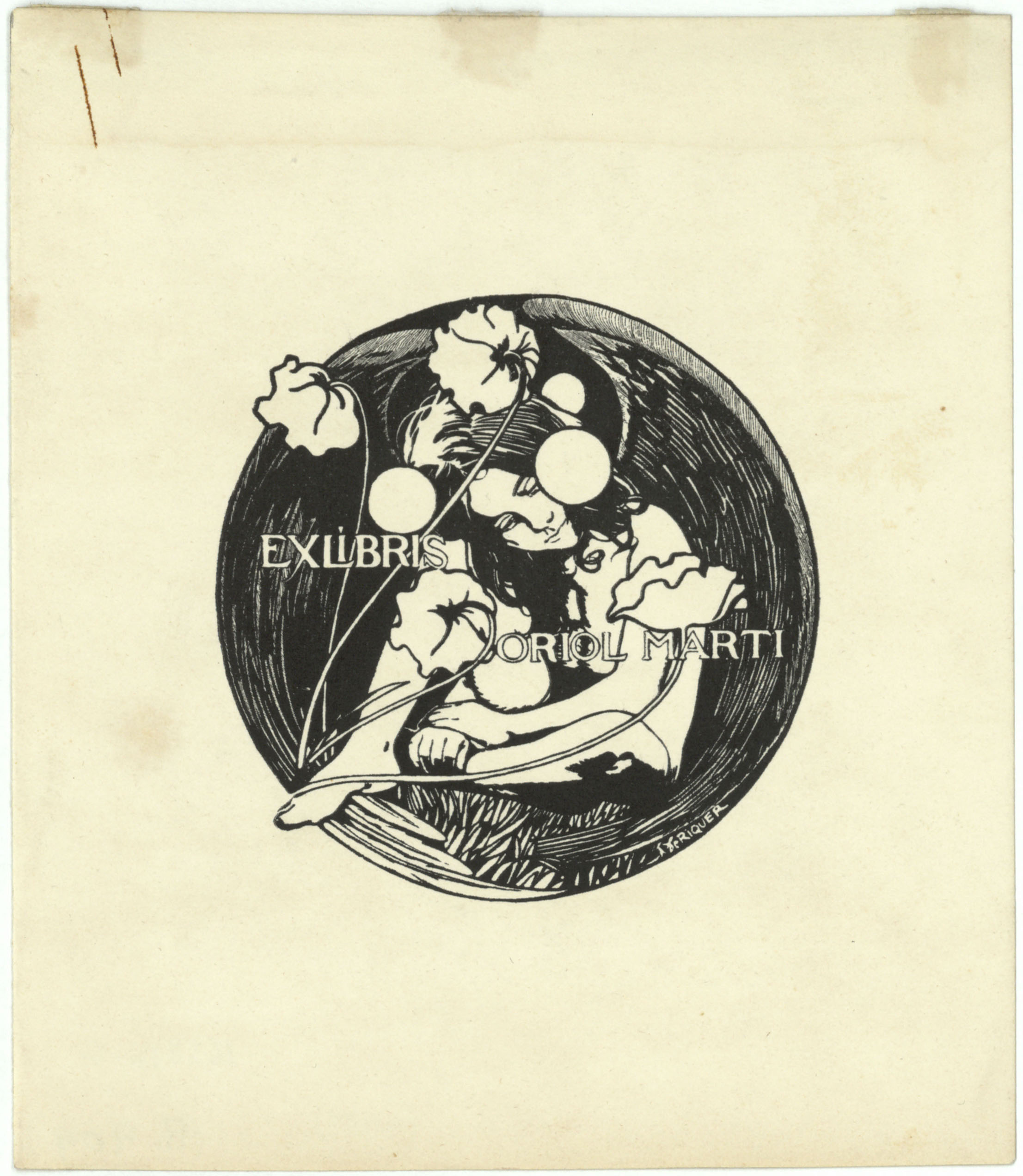 image for: Alexandre de Riquer - Ex-libris Oriol Marti - Anterior a 1904