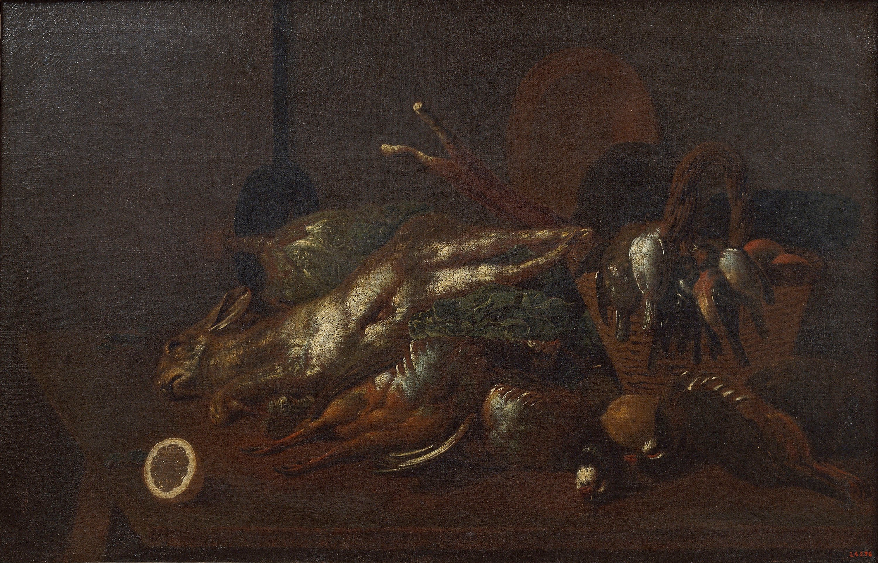 image for: Antoni Viladomat - Natura morta amb verdura, llimones, conill, perdius i altres ocells - Entre 1720-1755