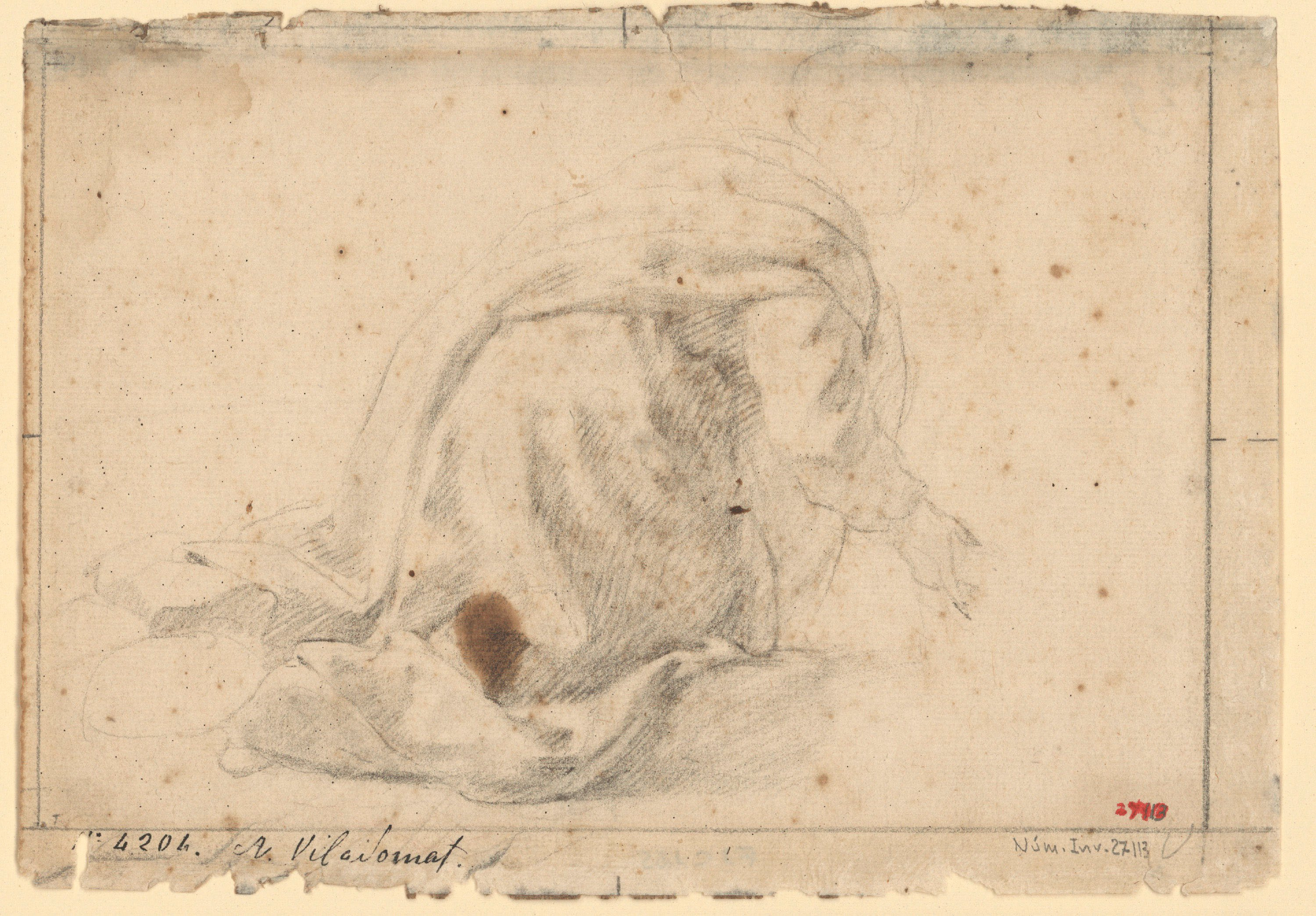 image for: Antoni Viladomat - Estudi de figura - Cap a 1720-1740