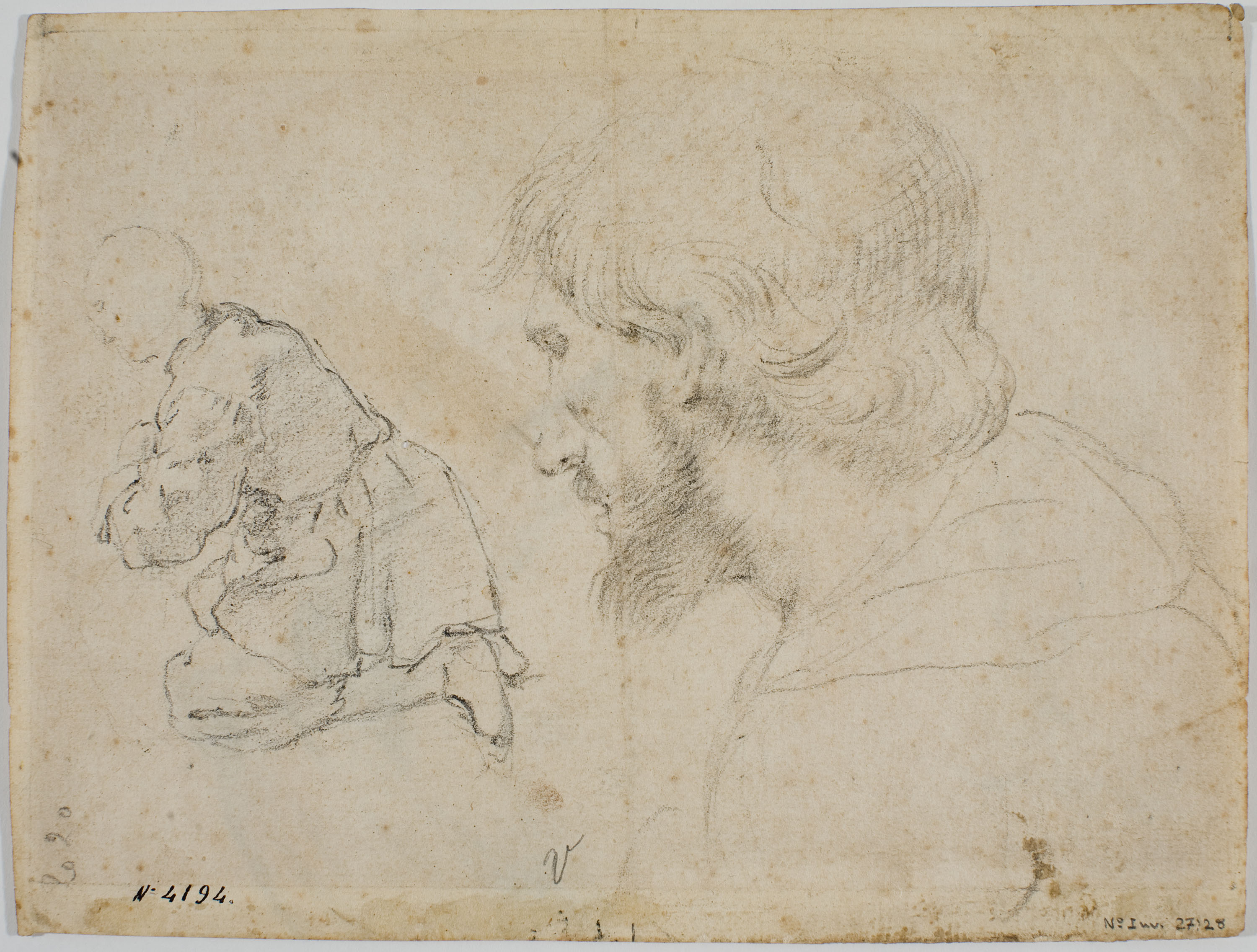 image for: Antoni Viladomat - Estudi de figures (anvers) / Esbós de figures (revers) - Cap a 1720-1740