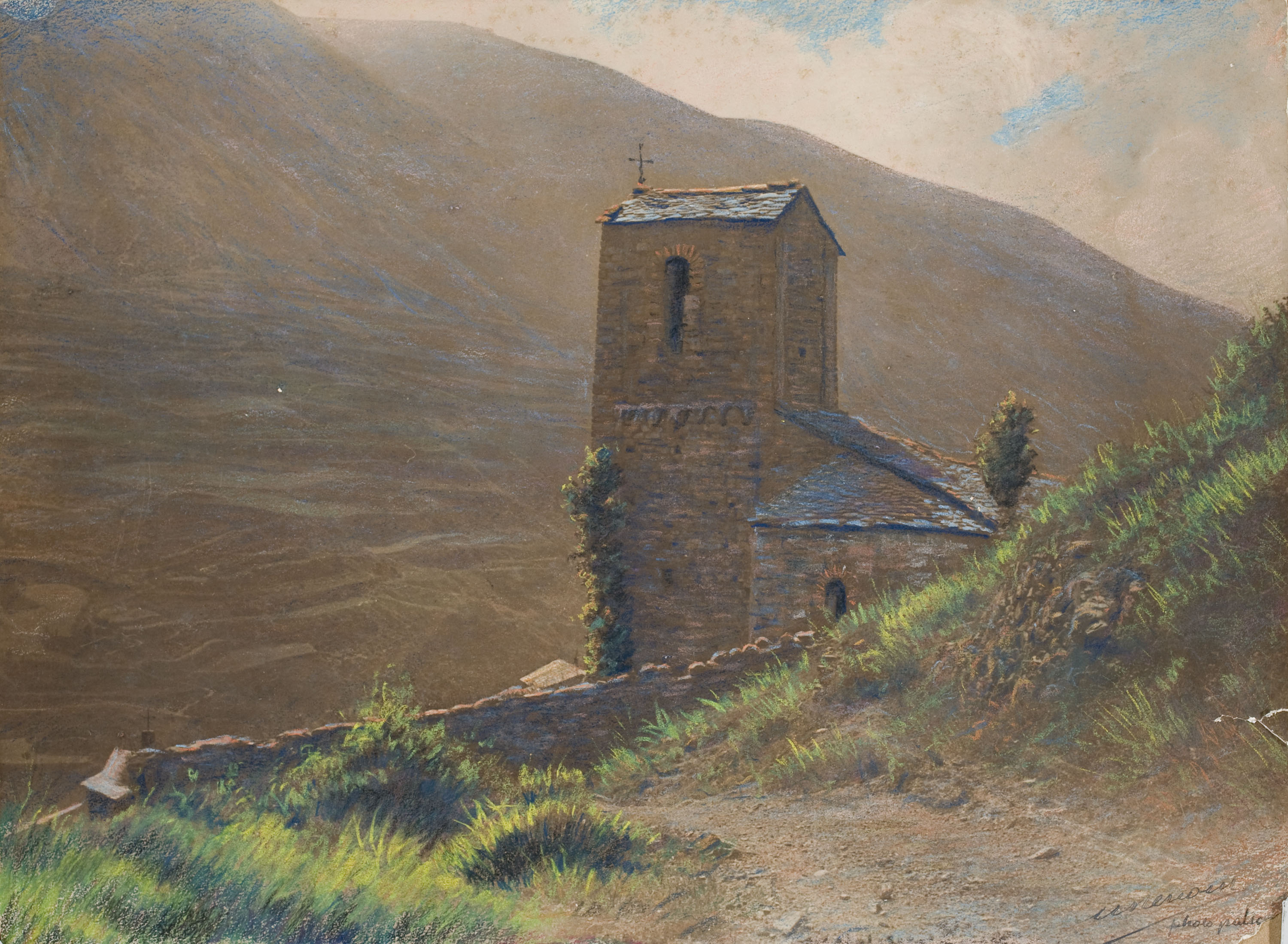 image for: Miquel Renom - Sense títol [Paisatge amb església] - No datat