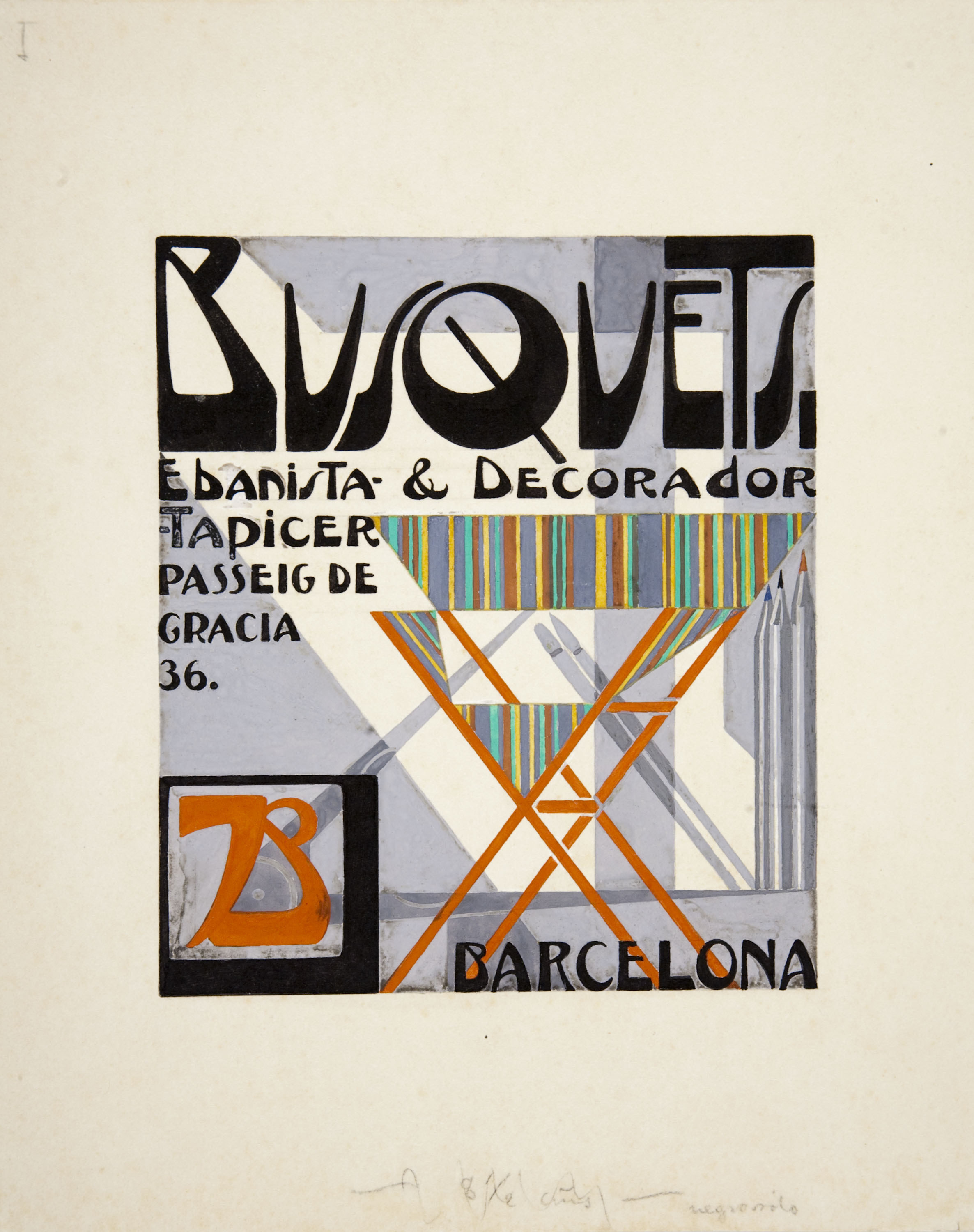 image for: Joan Busquets - Projecte de targeta «Busquets ebanista &amp; decorador» - Cap a 1925-1930