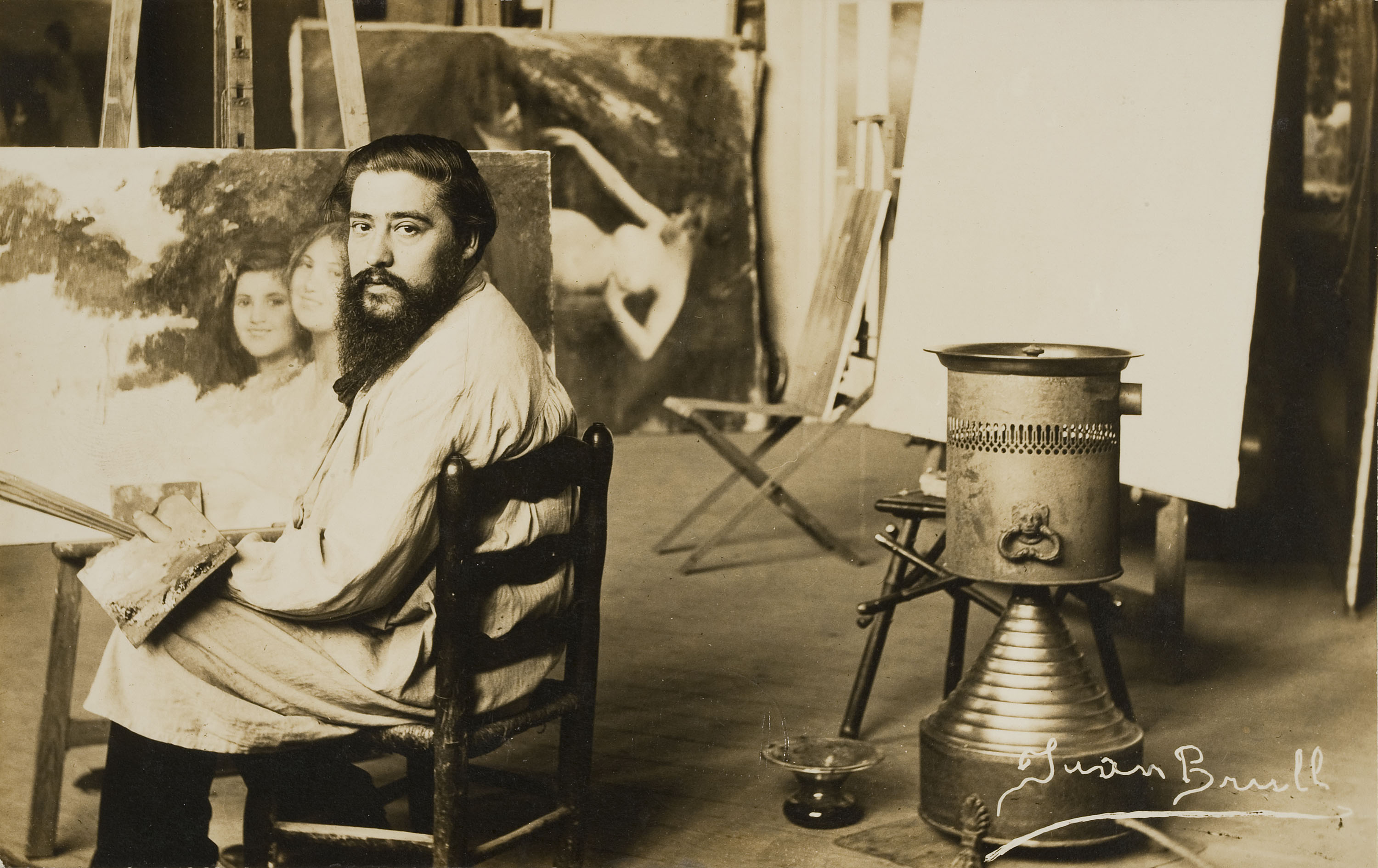 image for: Francesc Serra Dimas - Retrat del pintor Joan Brull al seu taller - 1904