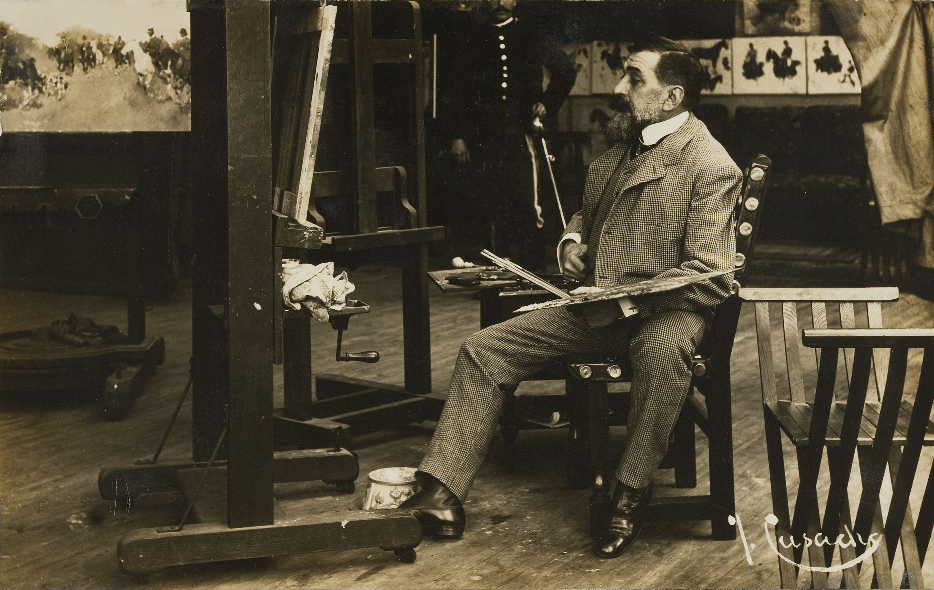 image for: Francesc Serra Dimas - Retrat de Josep Cusachs al seu taller - Cap a 1905