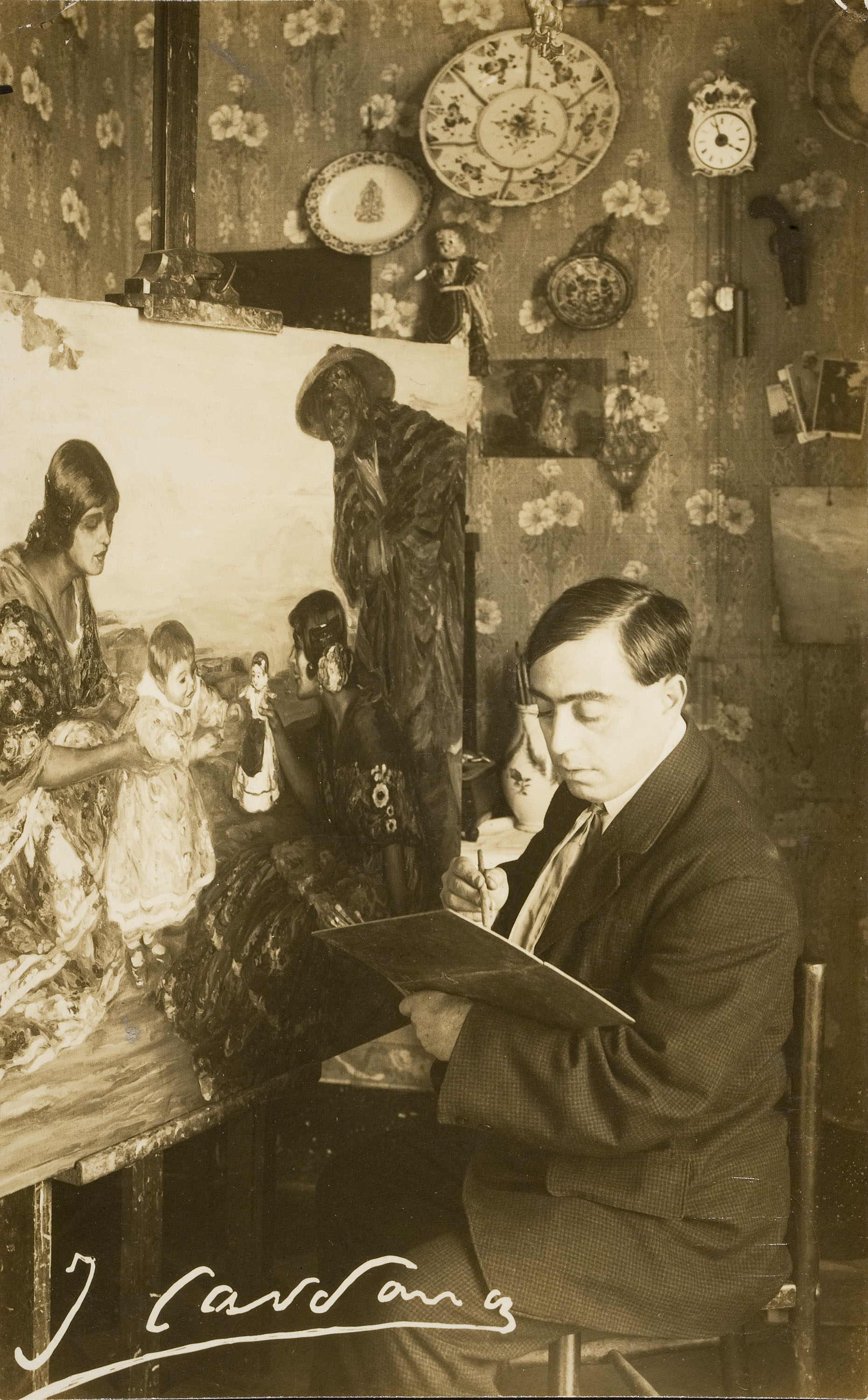 image for: Francesc Serra Dimas - Retrat del pintor Joan Cardona Lladós al seu taller - 1904
