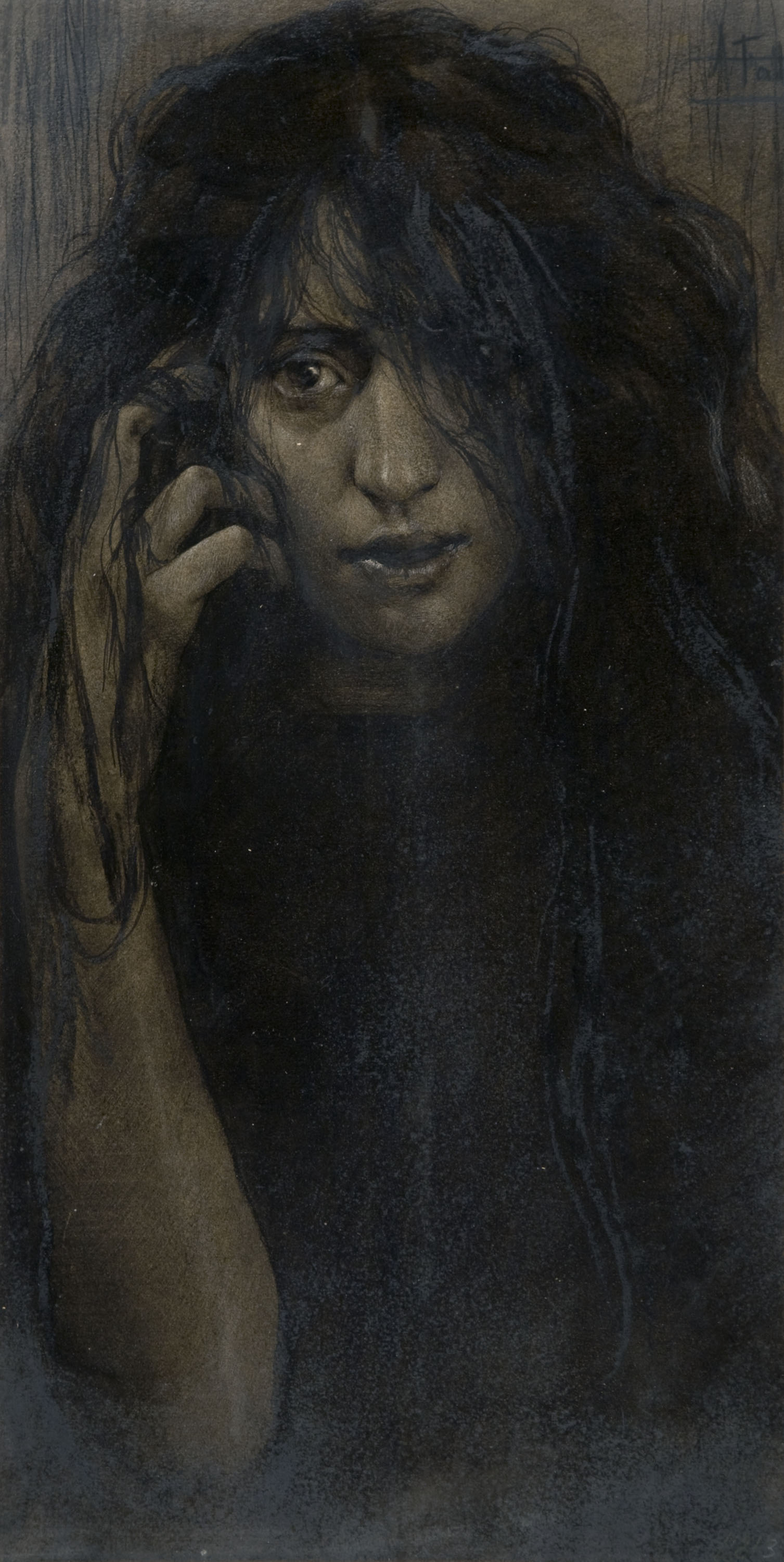 image for: Antoni Fabrés - Estudi de figura femenina - Cap a 1905