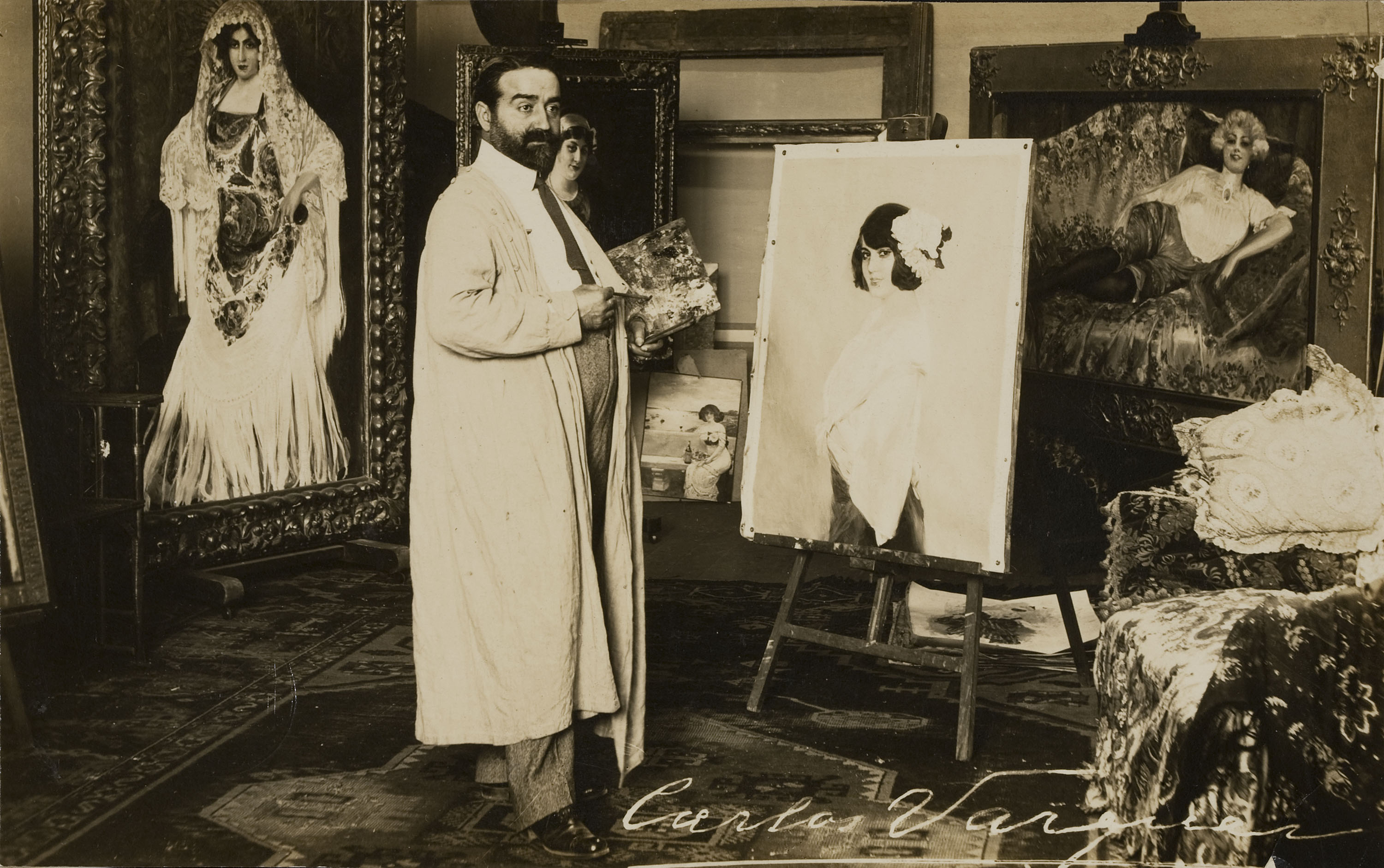 image for: Francesc Serra Dimas - Retrat del pintor Carlos Vázquez al seu estudi - Cap a 1915