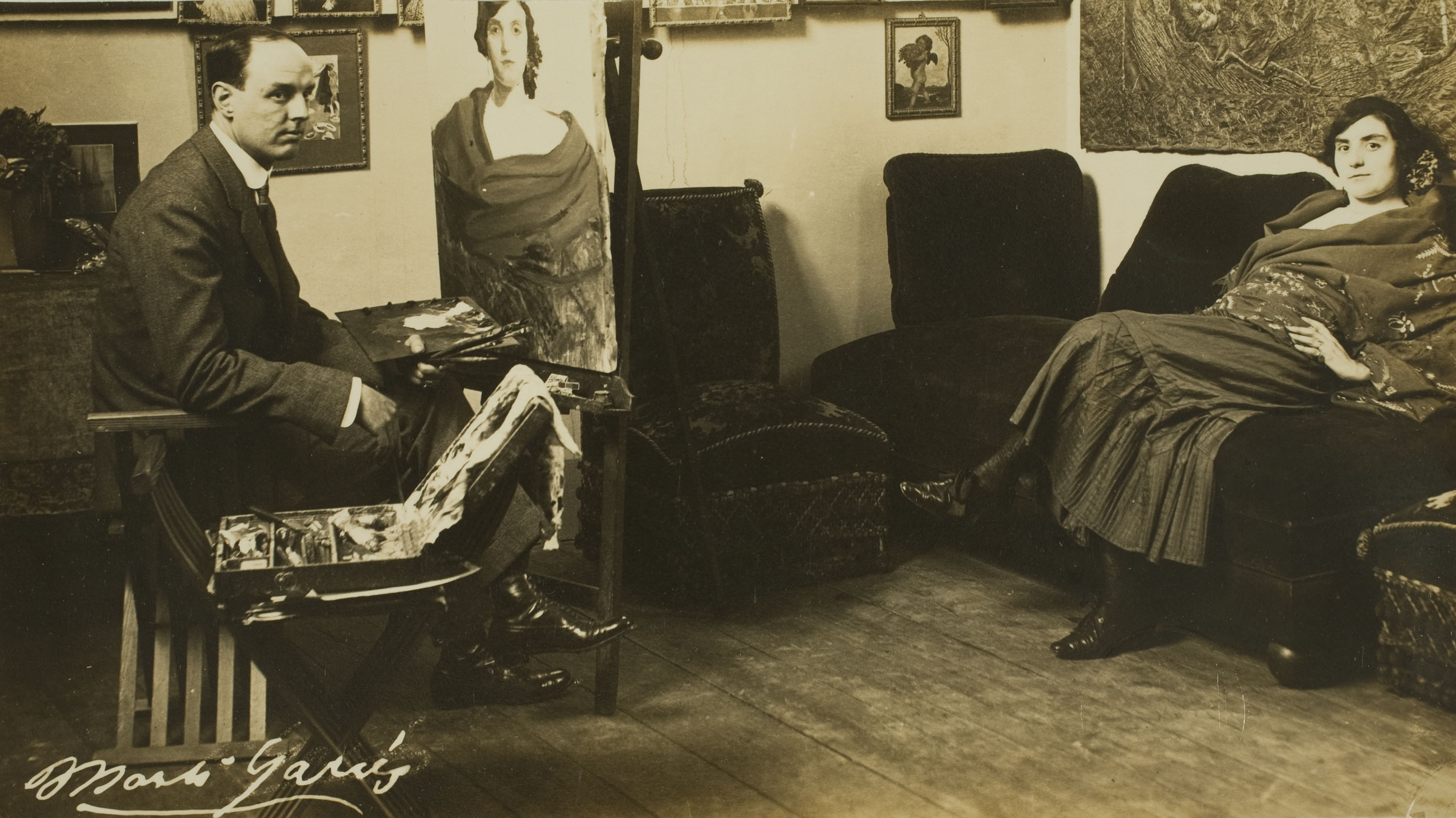image for: Francesc Serra Dimas - Retrat del pintor Josep Maria de Martí i Garcés de Marcilla al seu taller - 1903