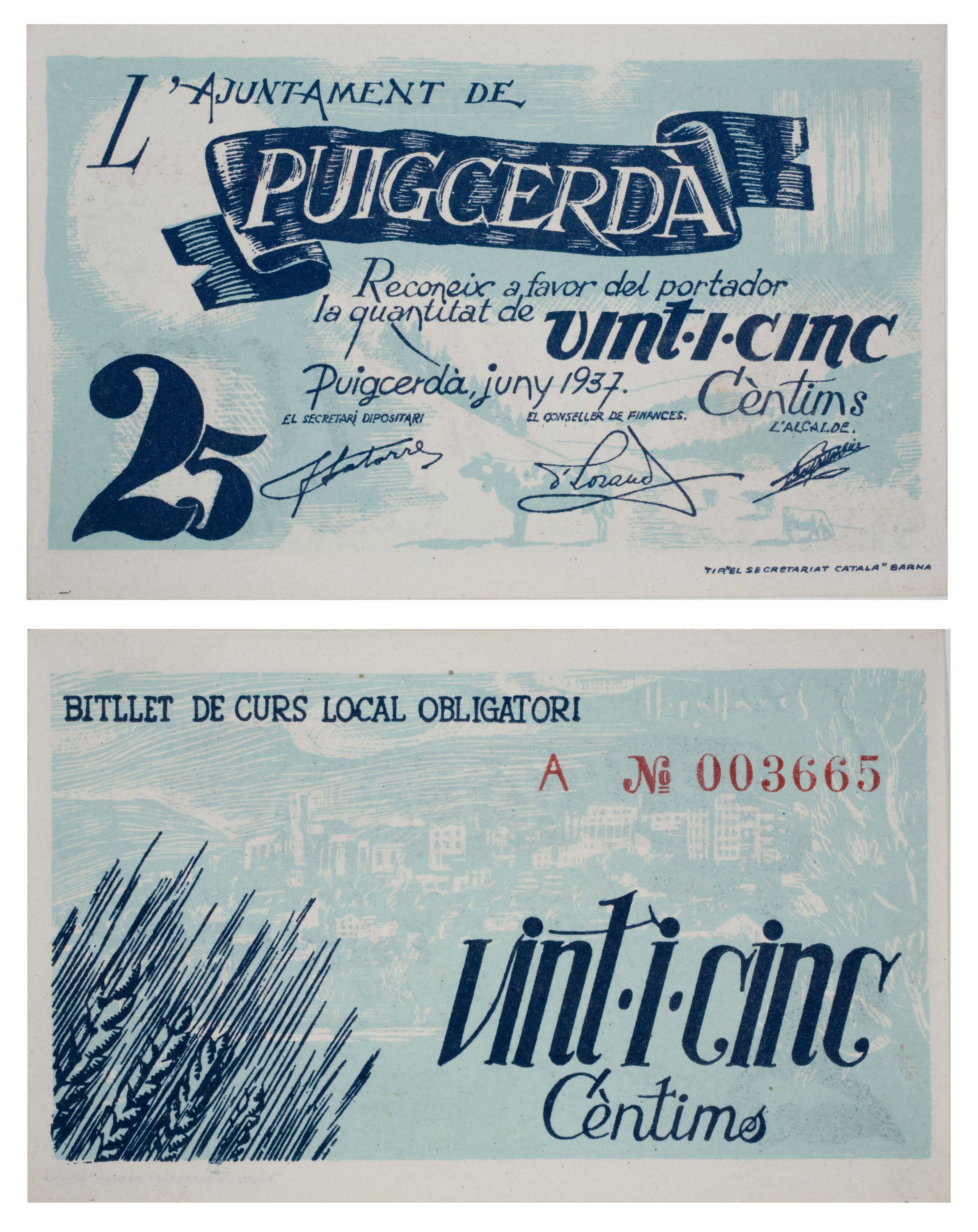 image for: Ajuntament de Puigcerdà - 25 cèntims - Juny 1937