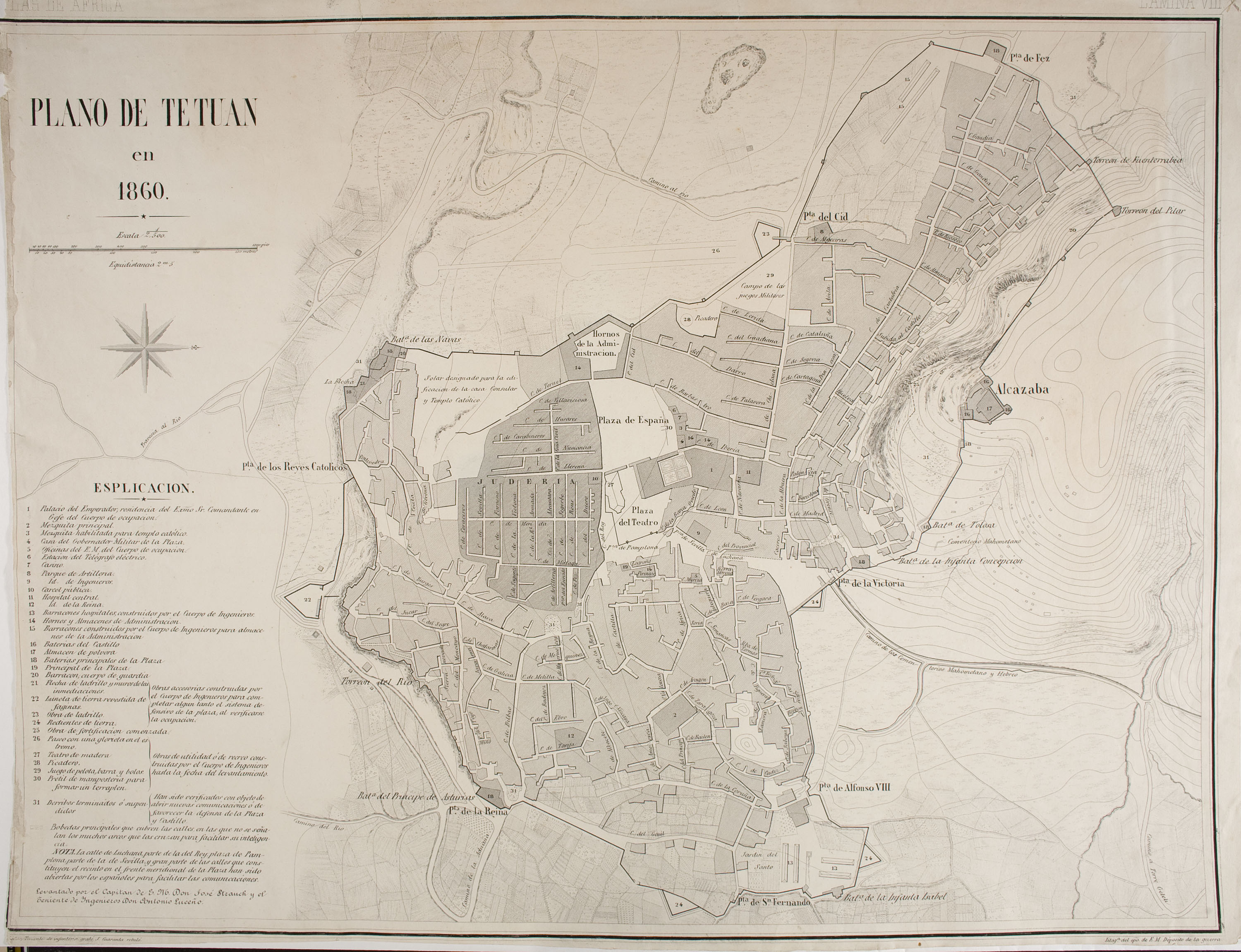 image for: Ricardo Godos - Plano de Tetuan en 1860 (Atlas histórico y topográfico de la guerra de África, VIII) - 1860
