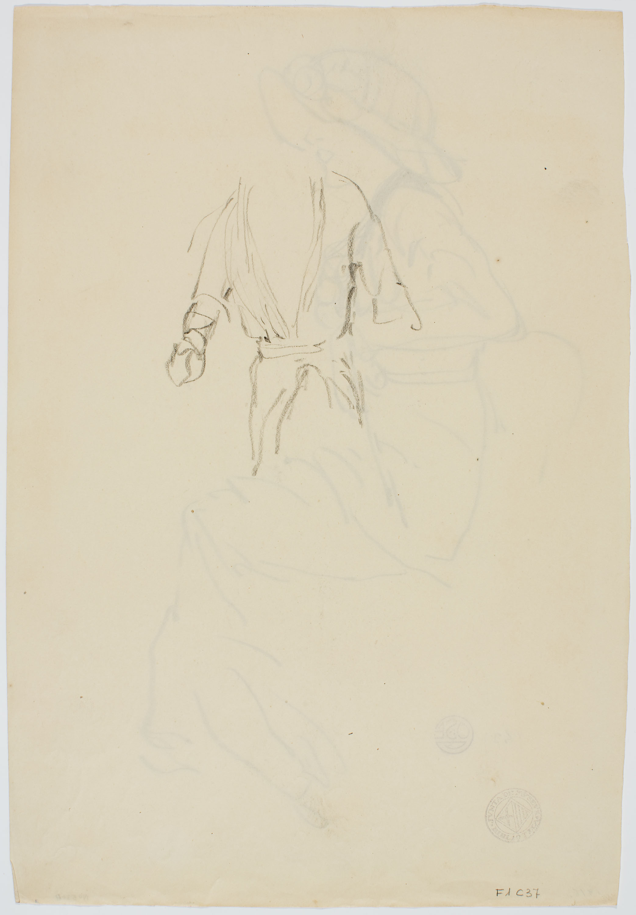 image for: Francesc Xavier Gosé - Dama asseguda (anvers) / Croquis de figura (revers) - Cap a 1906 -1909 [1]