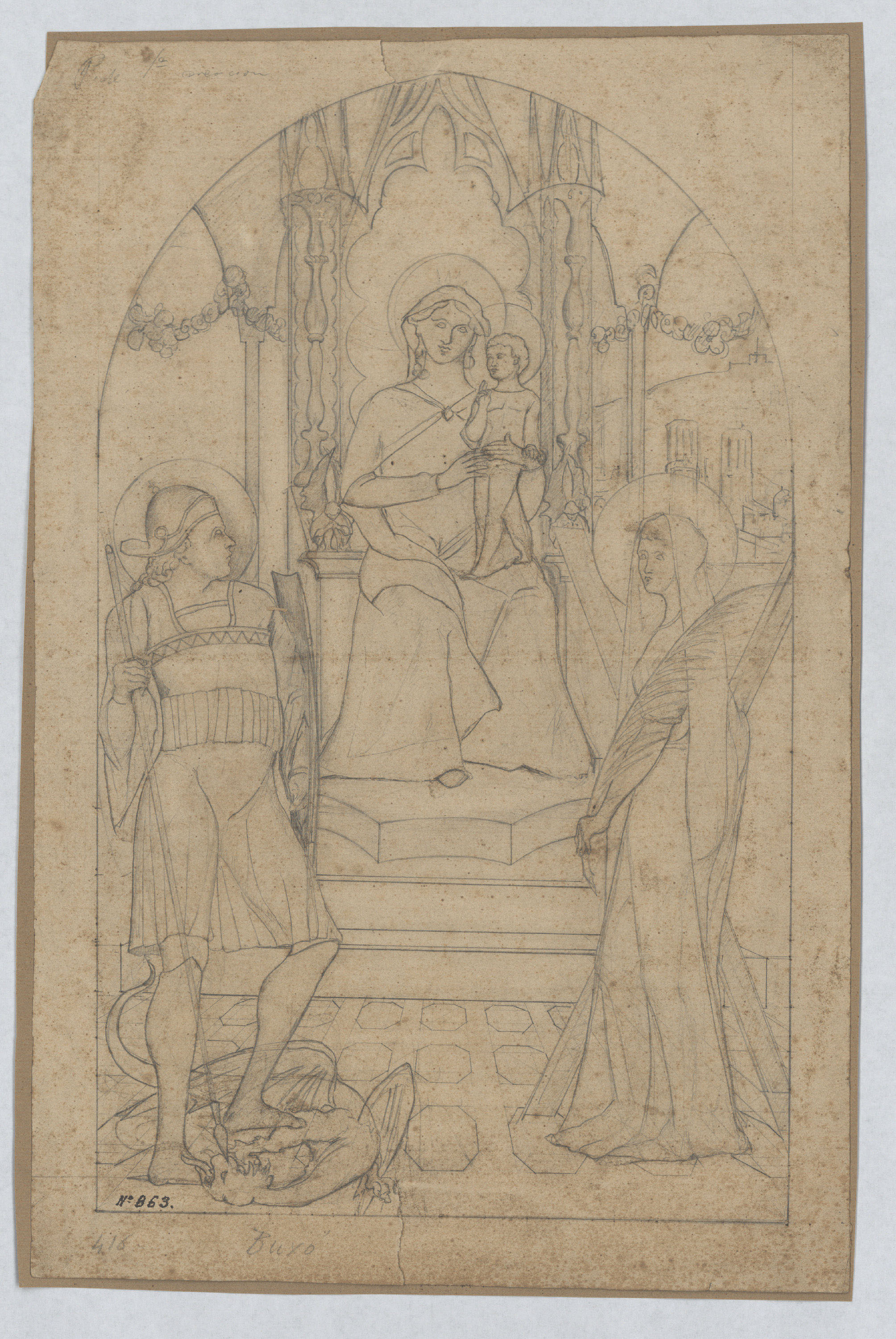 image for: Lluís Buxó - Mare de Déu, sant Jordi i santa Eulàlia - Segona meitat del segle XIX