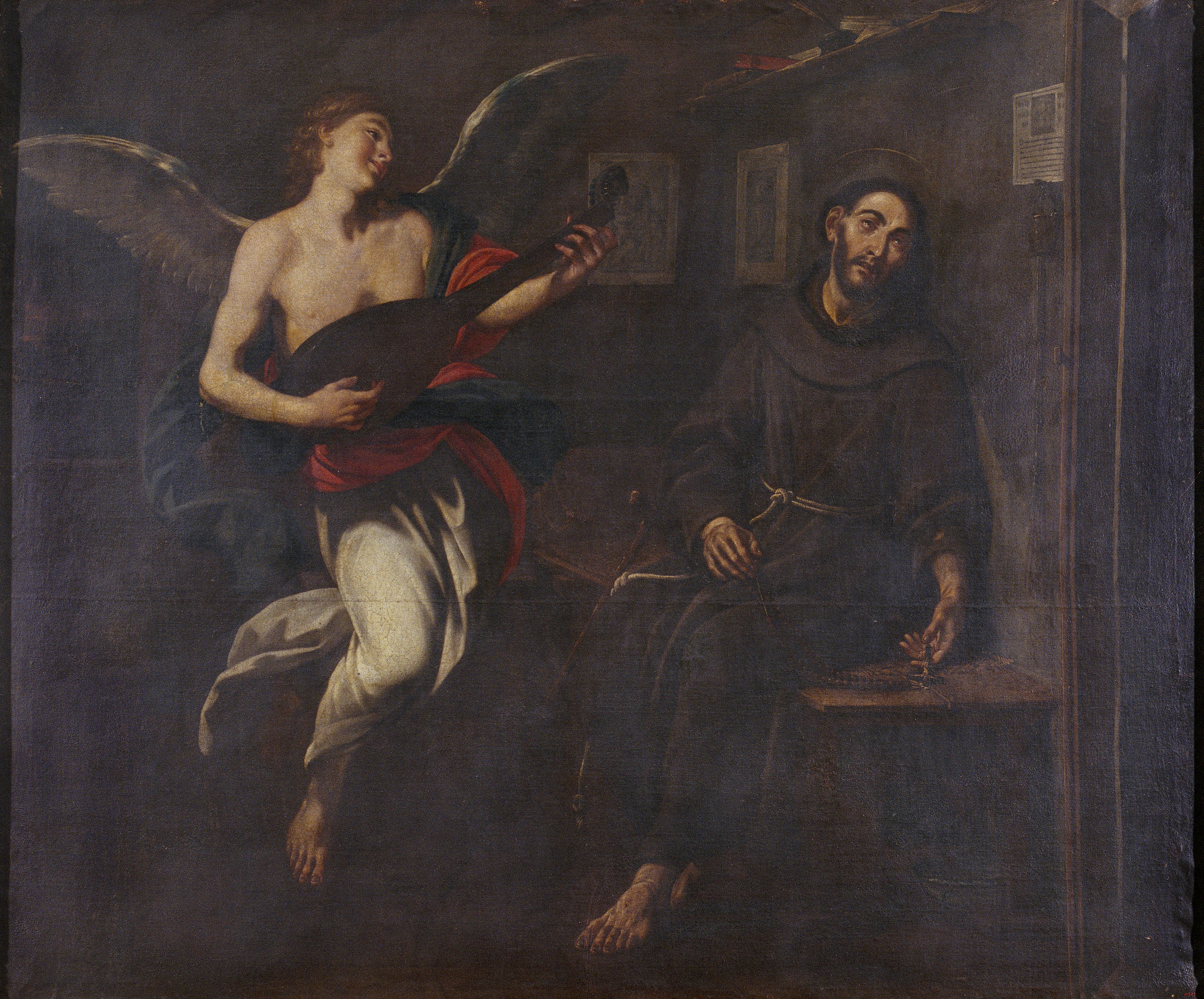 image for: Antoni Viladomat - Sant Francesc sent, en èxtasi, músiques angelicals - Cap a 1729-1733
