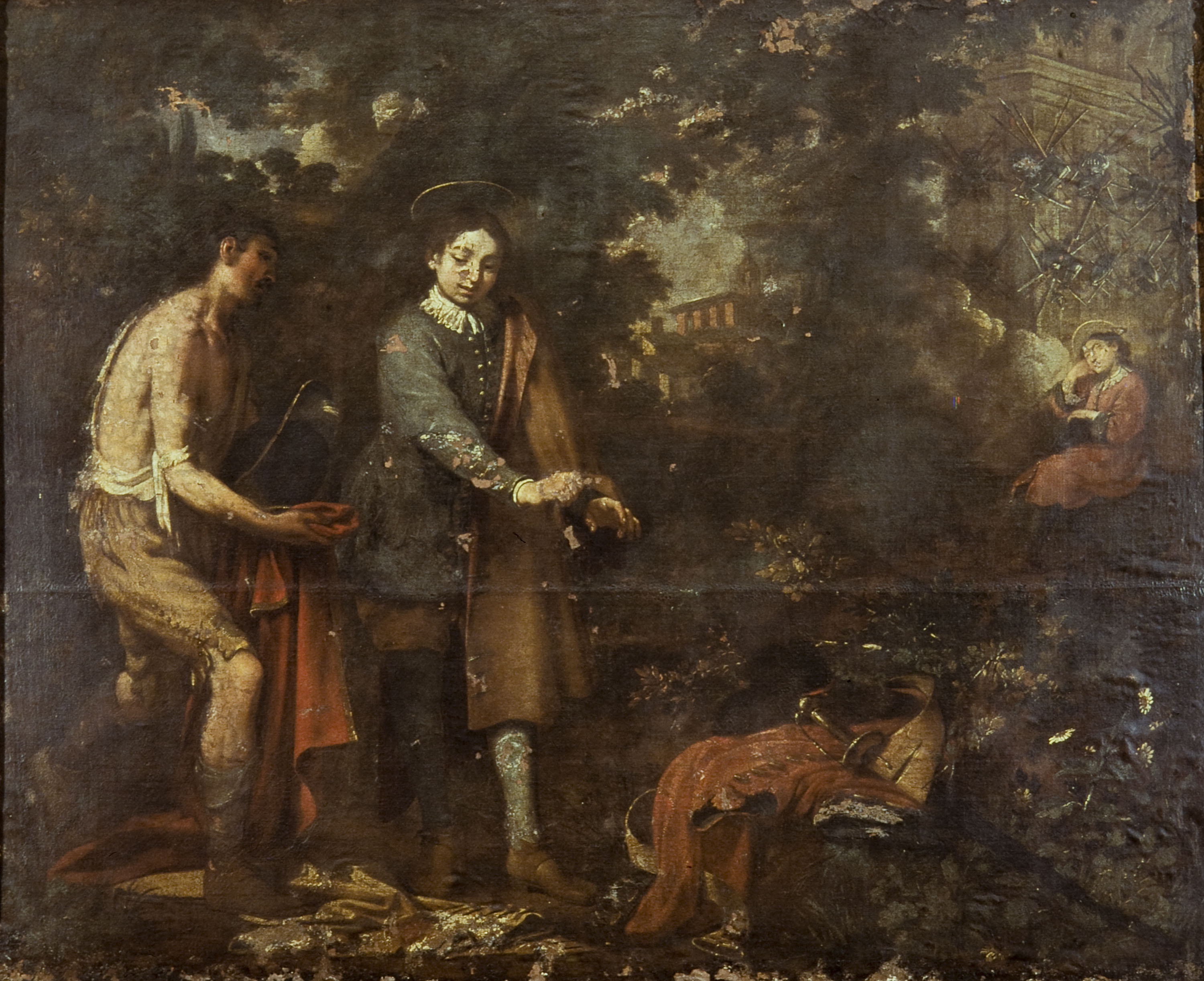 image for: Antoni Viladomat - Sant Francesc canvia la seva roba per la d&#039;un pobre - Cap a 1729-1733