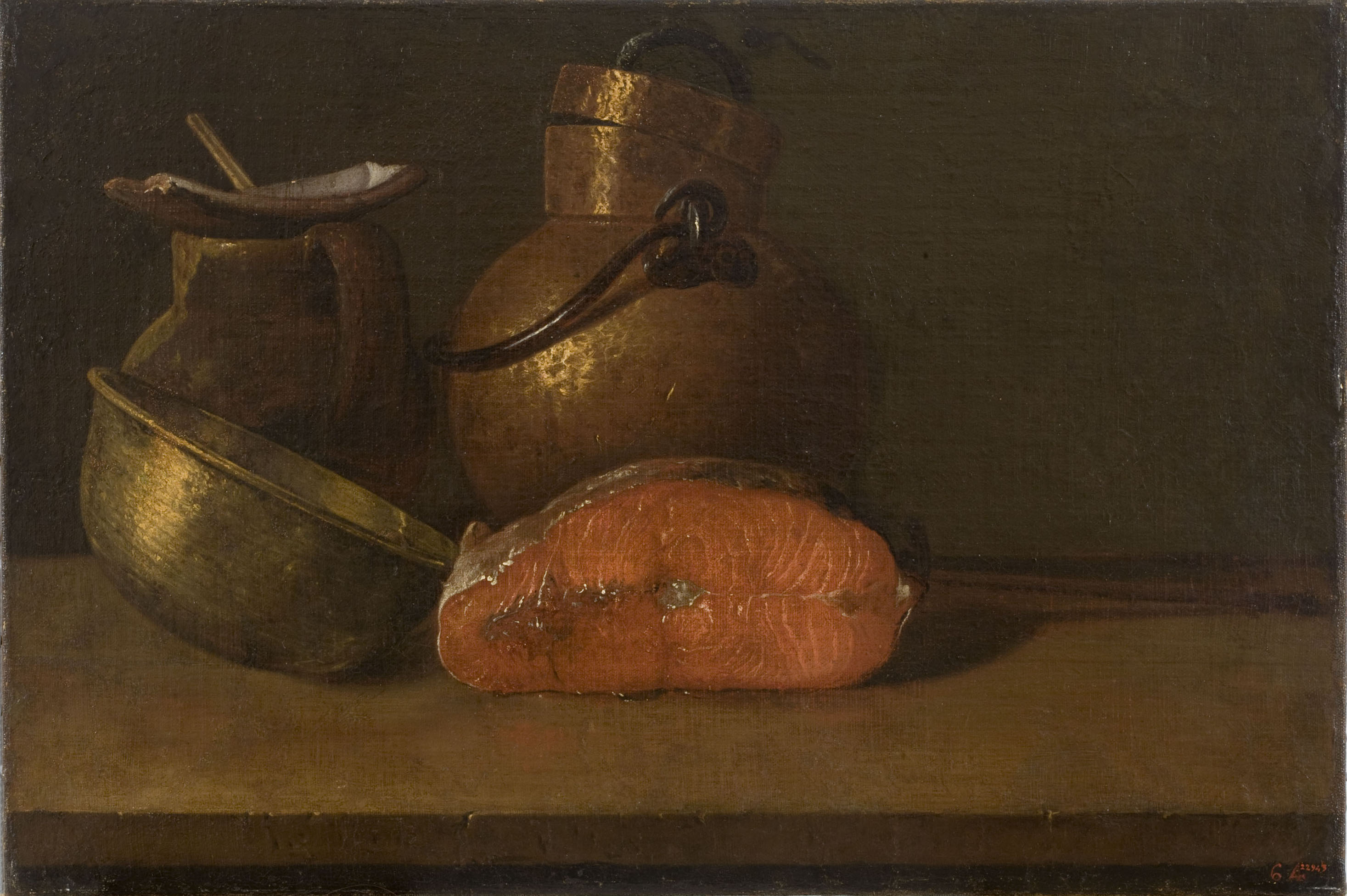 image for: Luis Egidio Meléndez - Natura morta amb salmó i estris de cuina - Entre 1772-1780