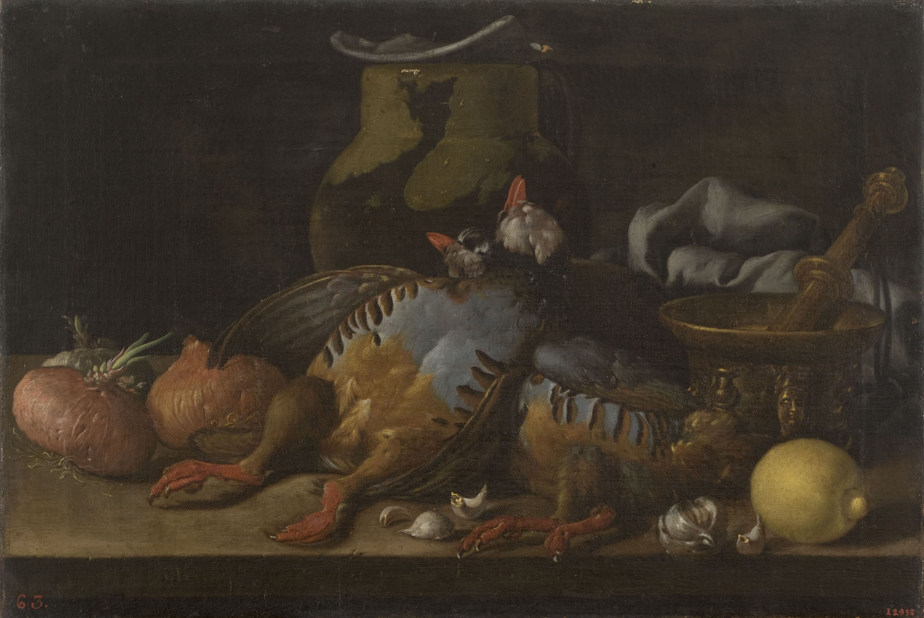 image for: Luis Egidio Meléndez - Natura morta amb perdius, cebes, llimona i estris de cuina - Cap a 1773-1780