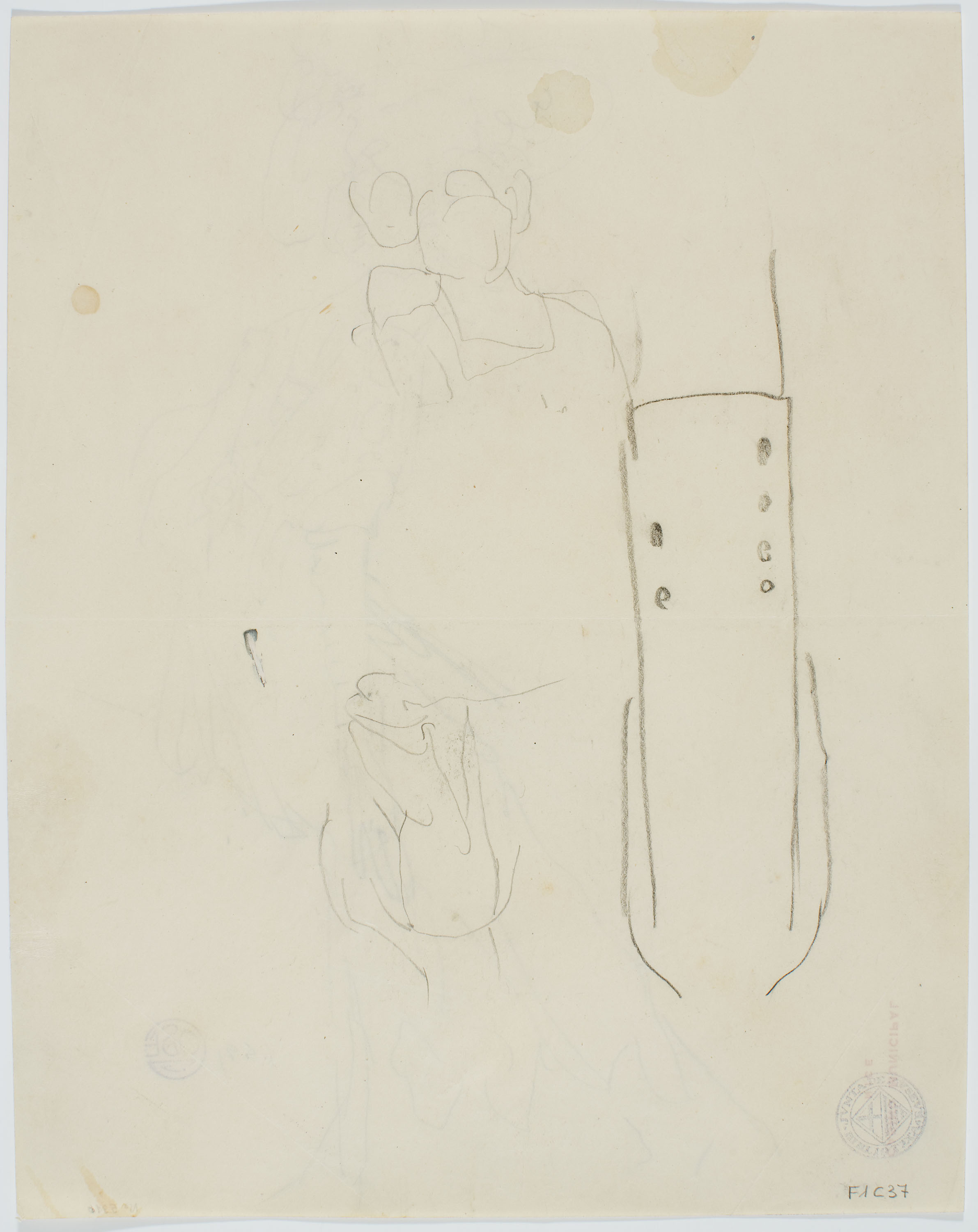 image for: Francesc Xavier Gosé - Dama asseguda (anvers) / Croquis de figures (revers) - Cap a 1906-1909 [1]