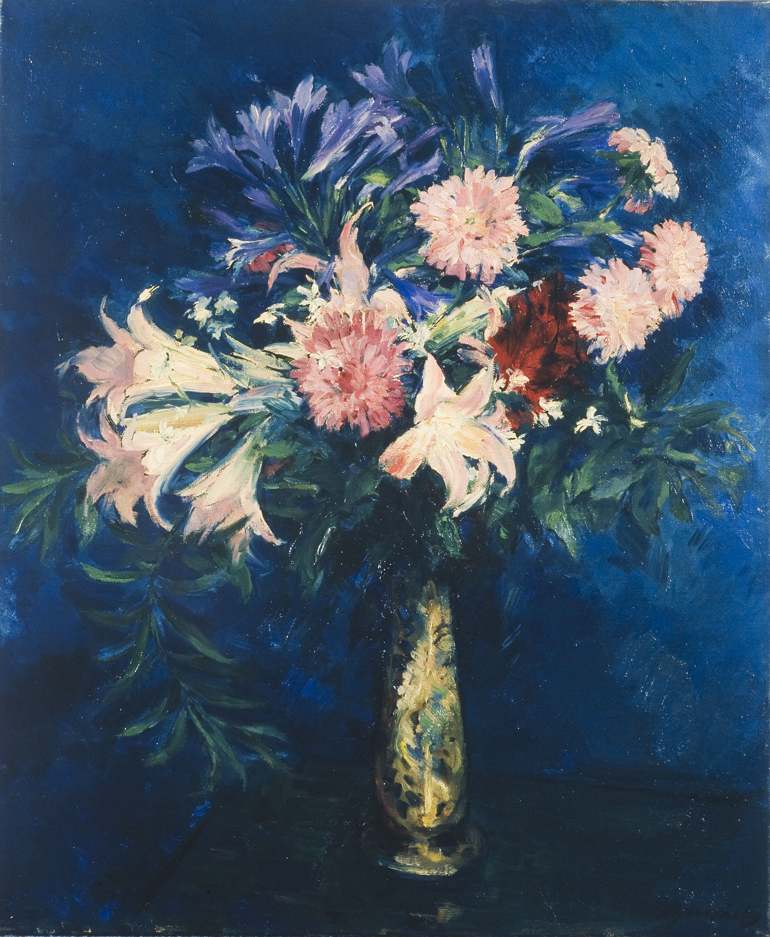 image for: Josep Gausachs - Flors amb fons blau - 1932