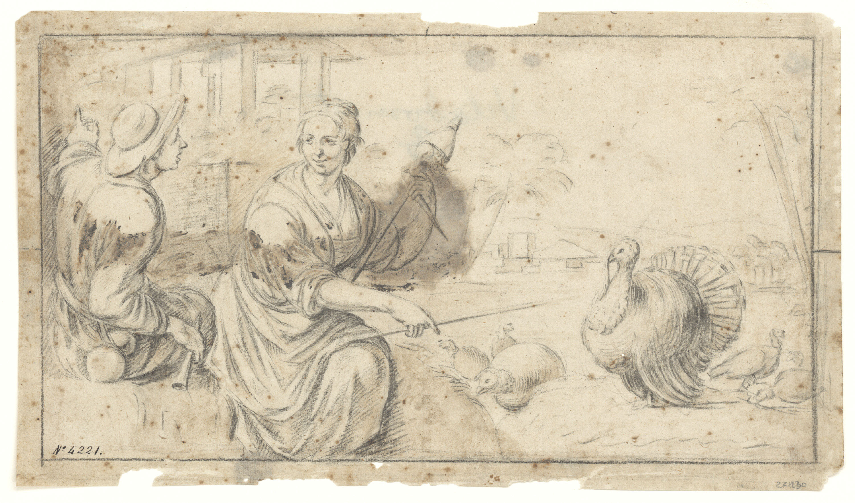 image for: Antoni Viladomat - Estudi per al quadre «Pastor i filadora» - Cap a 1730-1735