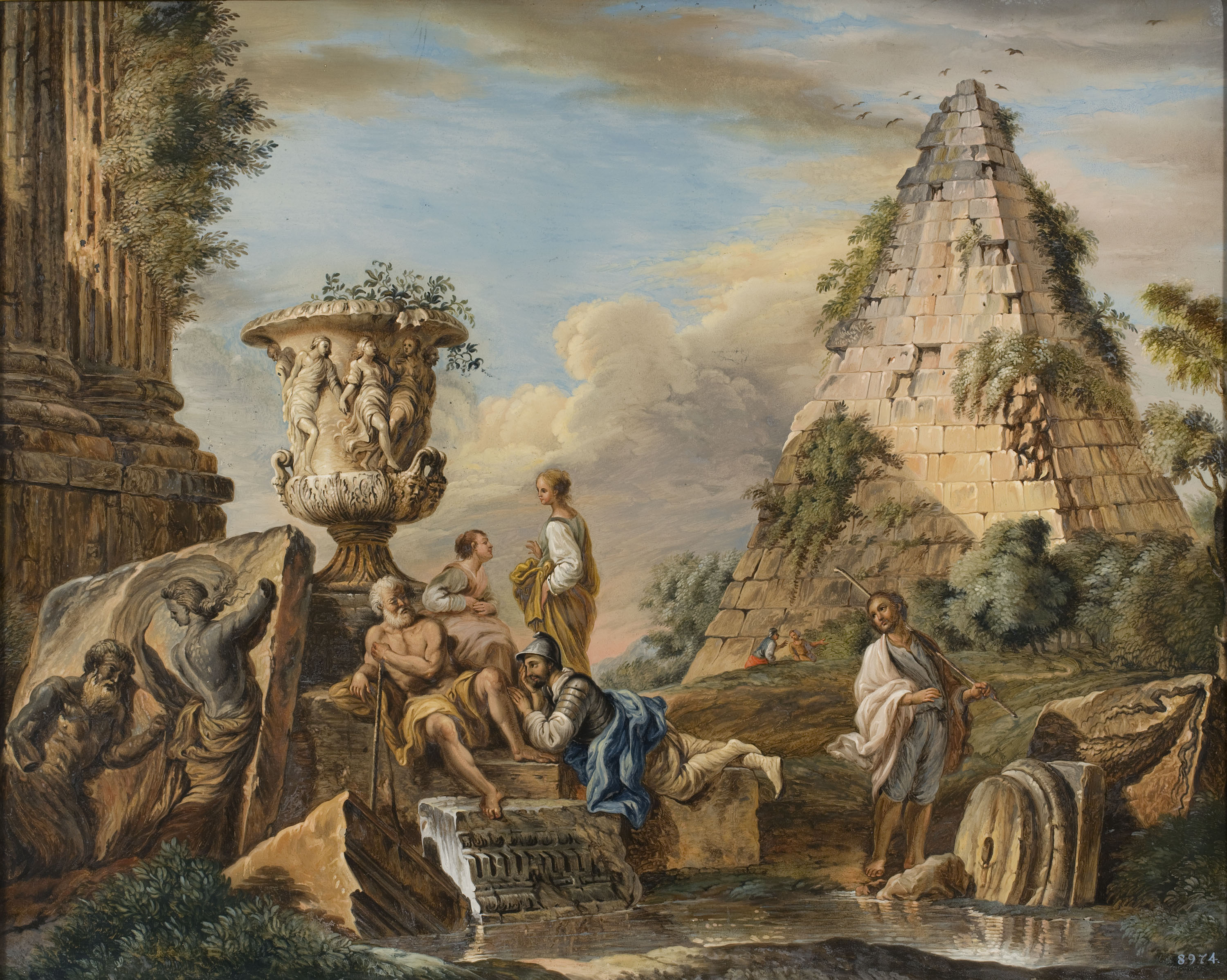 image for: Anònim. Itàlia - Capritx amb la piràmide de Caius Cesti i el vas Borghese - Finals del segle XVIII