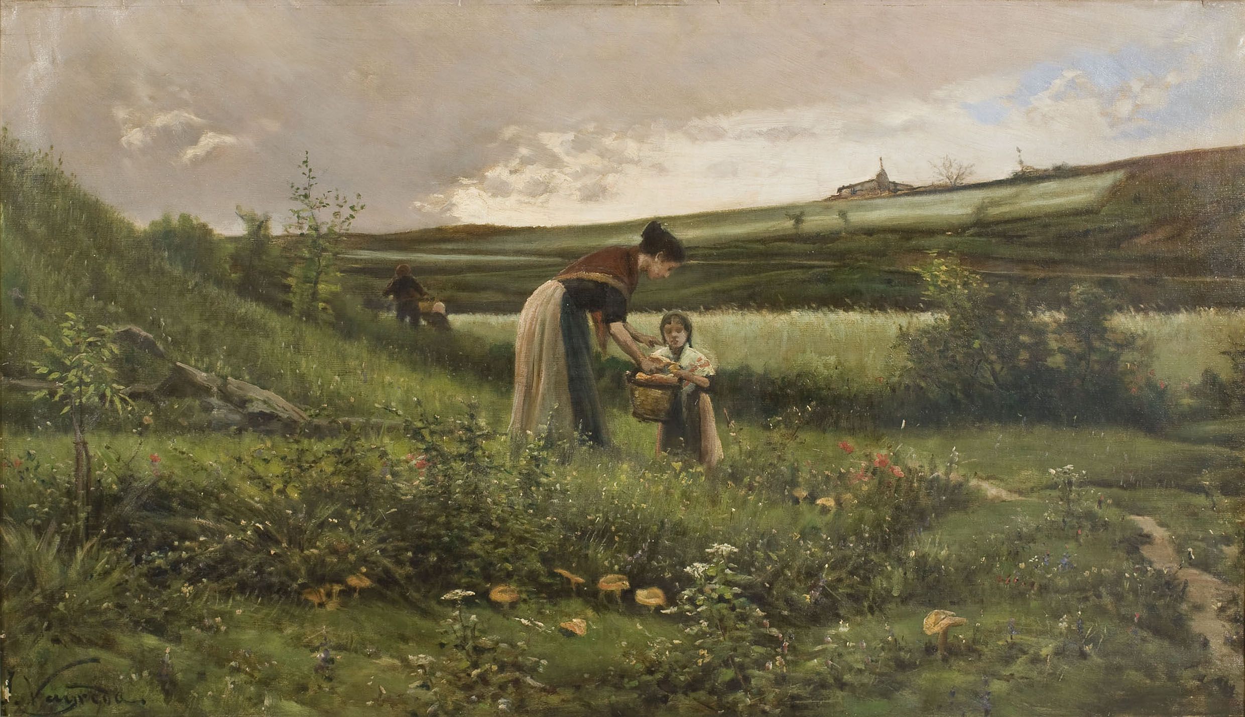 image for: Joaquim Vayreda - Collint bolets - 1882-1884