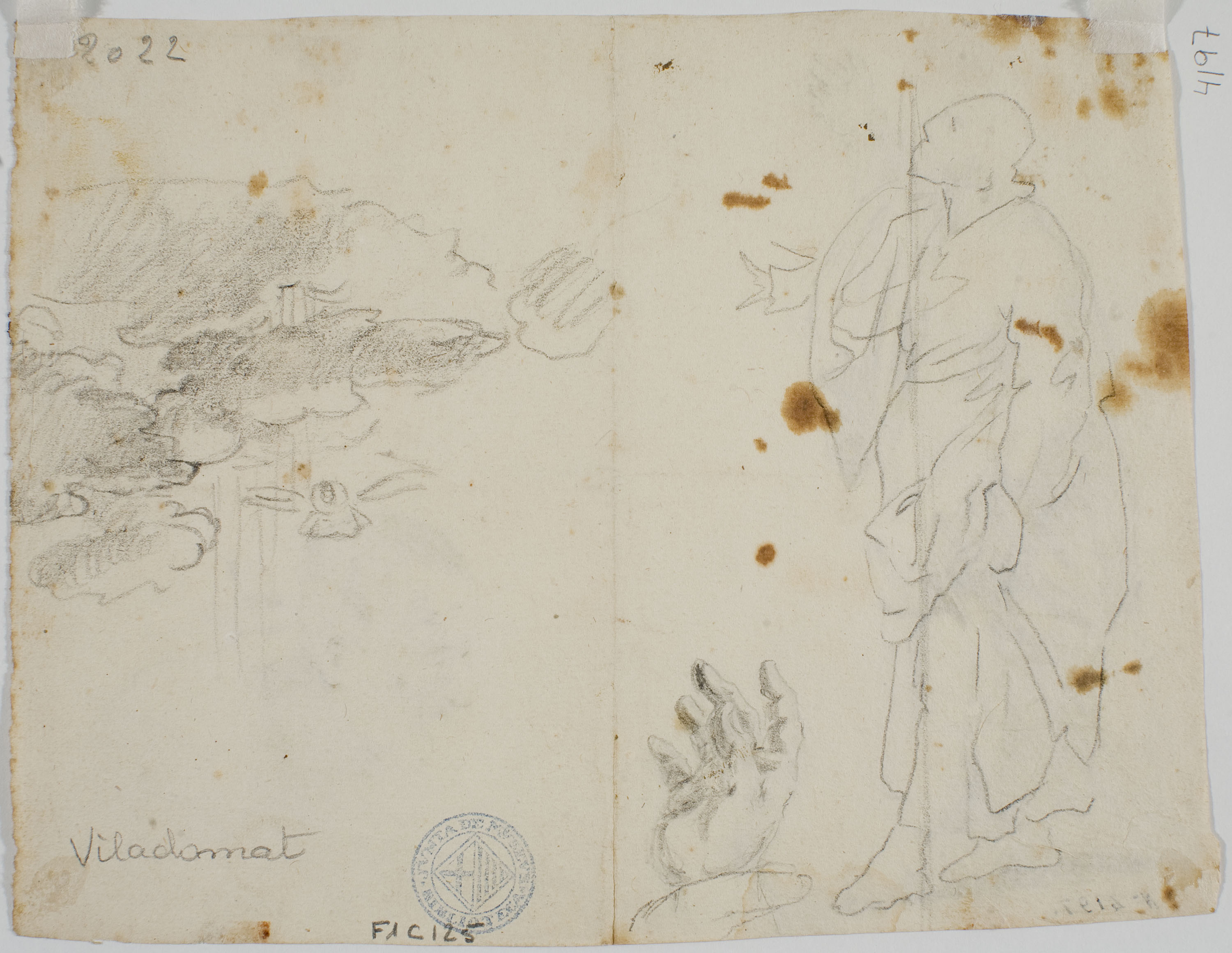 image for: Antoni Viladomat - Estudi per al quadre «Pentecosta» (anvers) / Estudi per al quadre «Pentecosta» (revers) - Cap a 1740 [1]