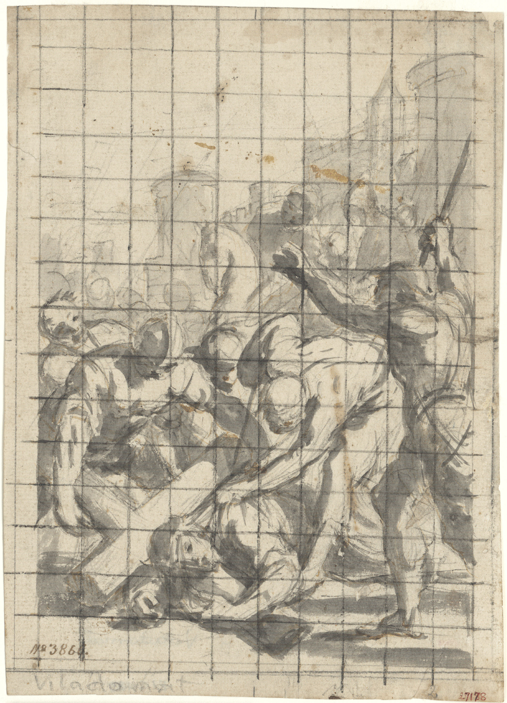 image for: Antoni Viladomat - Estudi per al quadre «Tercera caiguda de Jesús (novena estació del Viacrucis)» de la capella dels Dolors de la basílica de Santa Maria de Mataró - Cap a 1727-1729