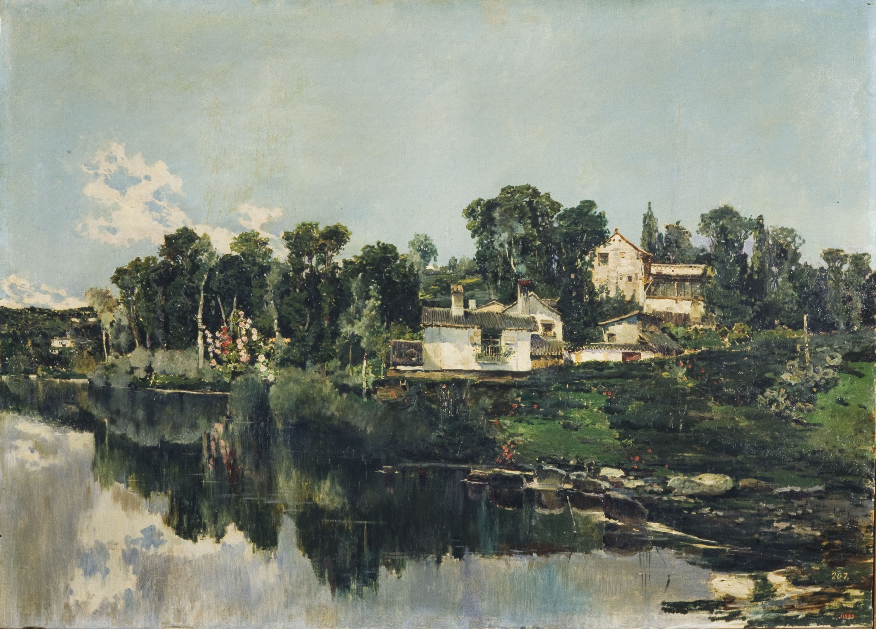 image for: Antonio Gomar  - Paisatge amb riu - Madrid, 1877