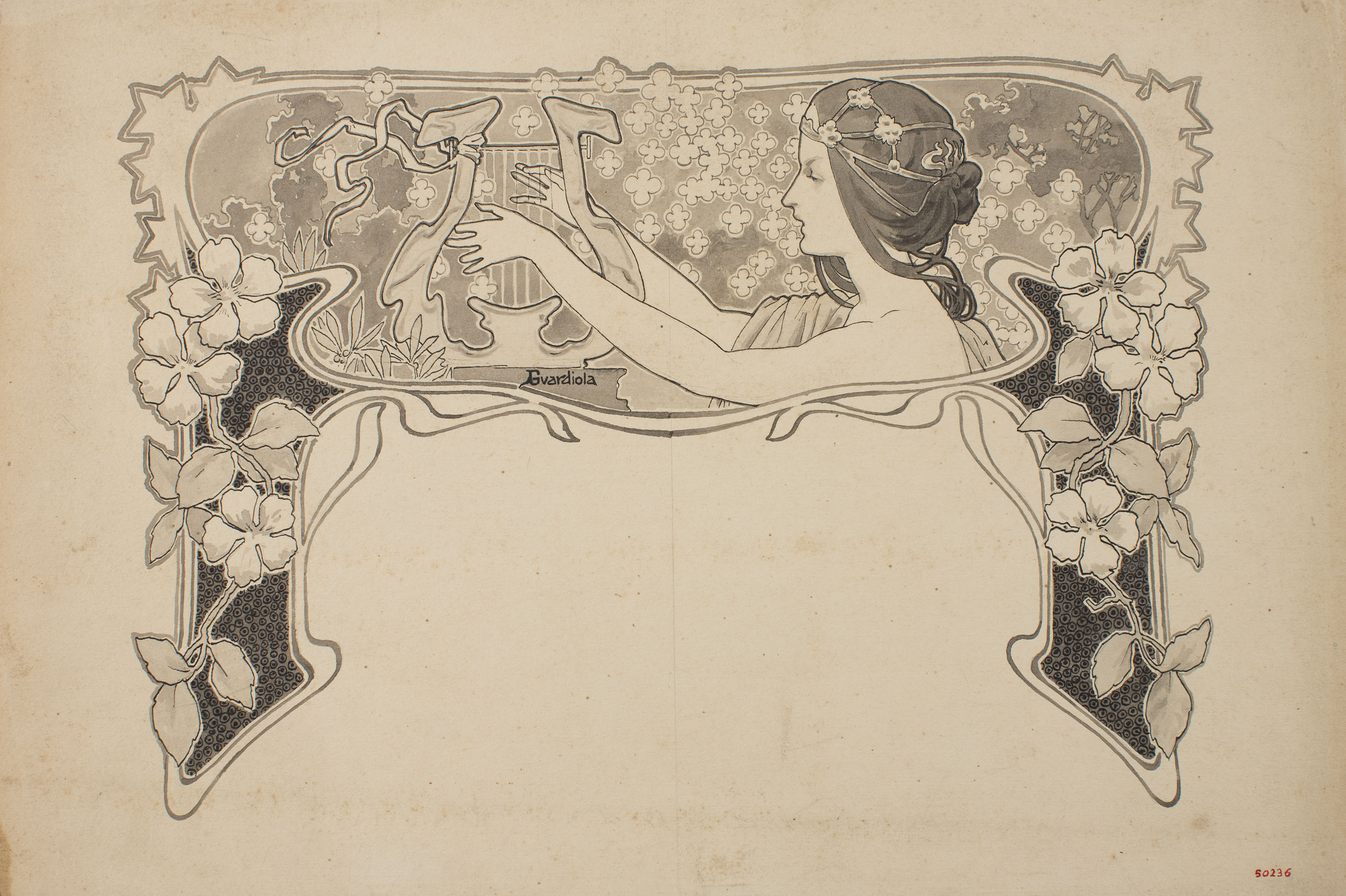 image for: Josep Guardiola Bonet - Bust de dona tocant una lira - Cap a 1890-1900