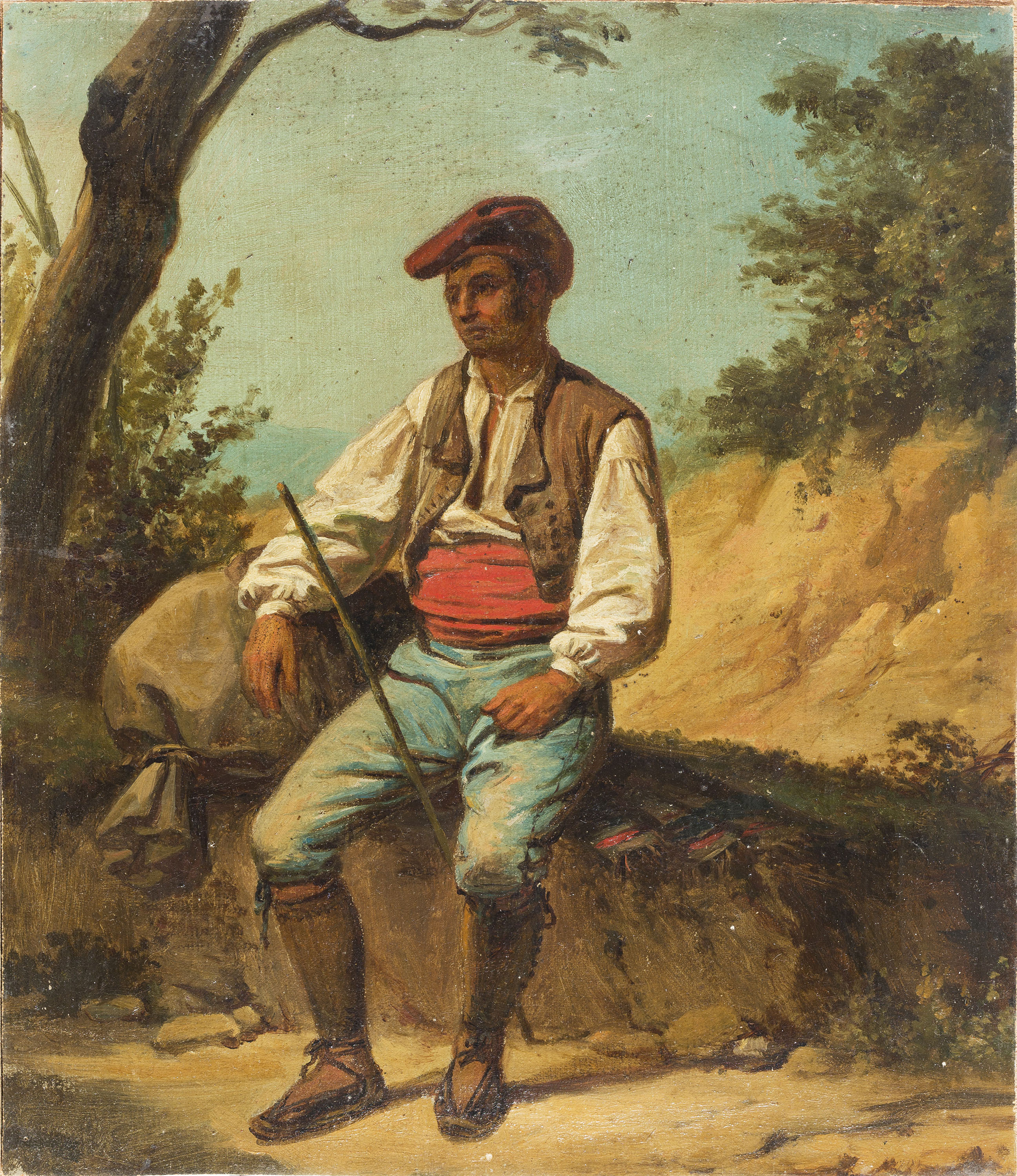 image for: Francesc Jubany - Pagès assegut en un camí - Cap a 1851-1852