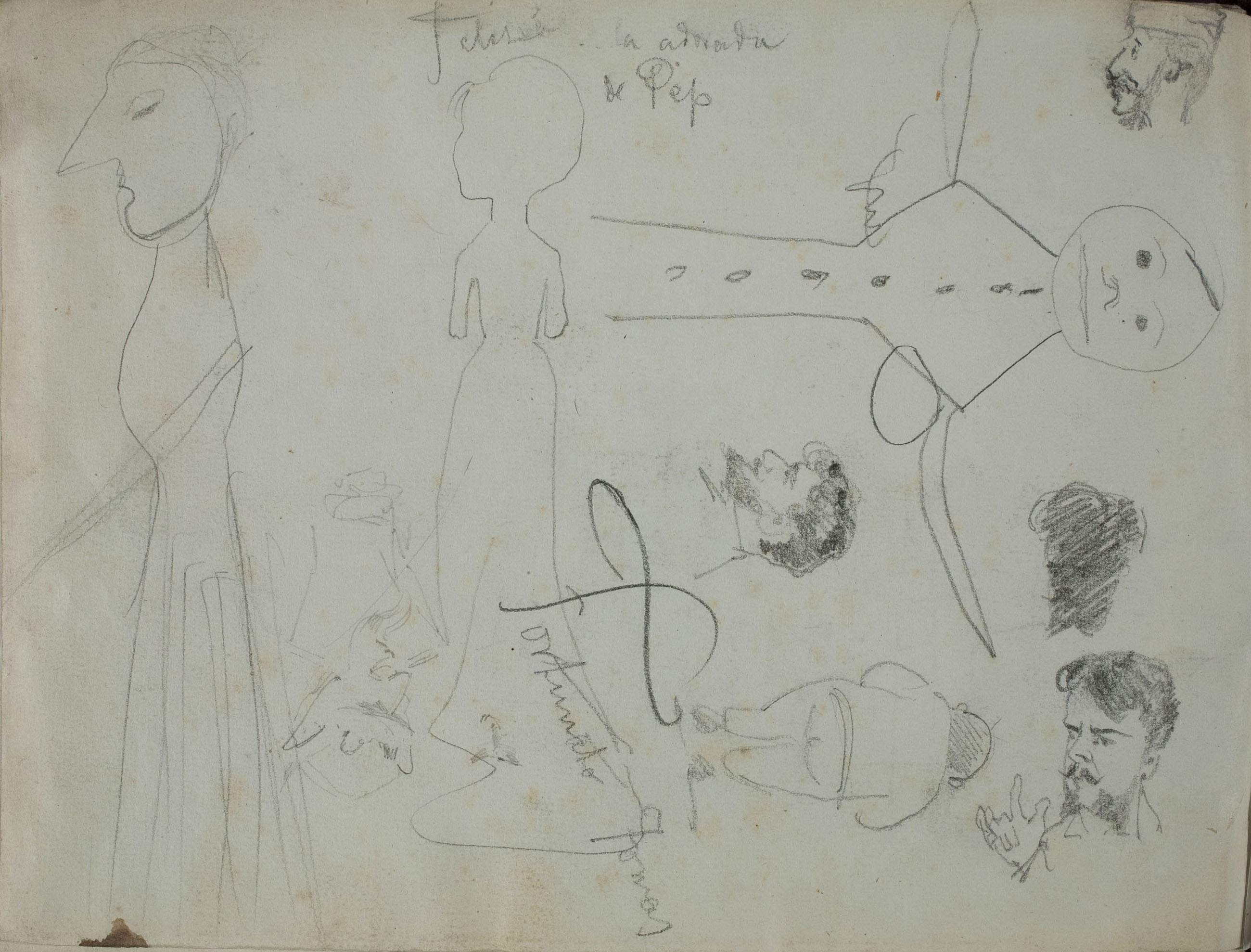 image for: Alexandre de Riquer - Apunt de figures i caps - Cap a 1878-1879