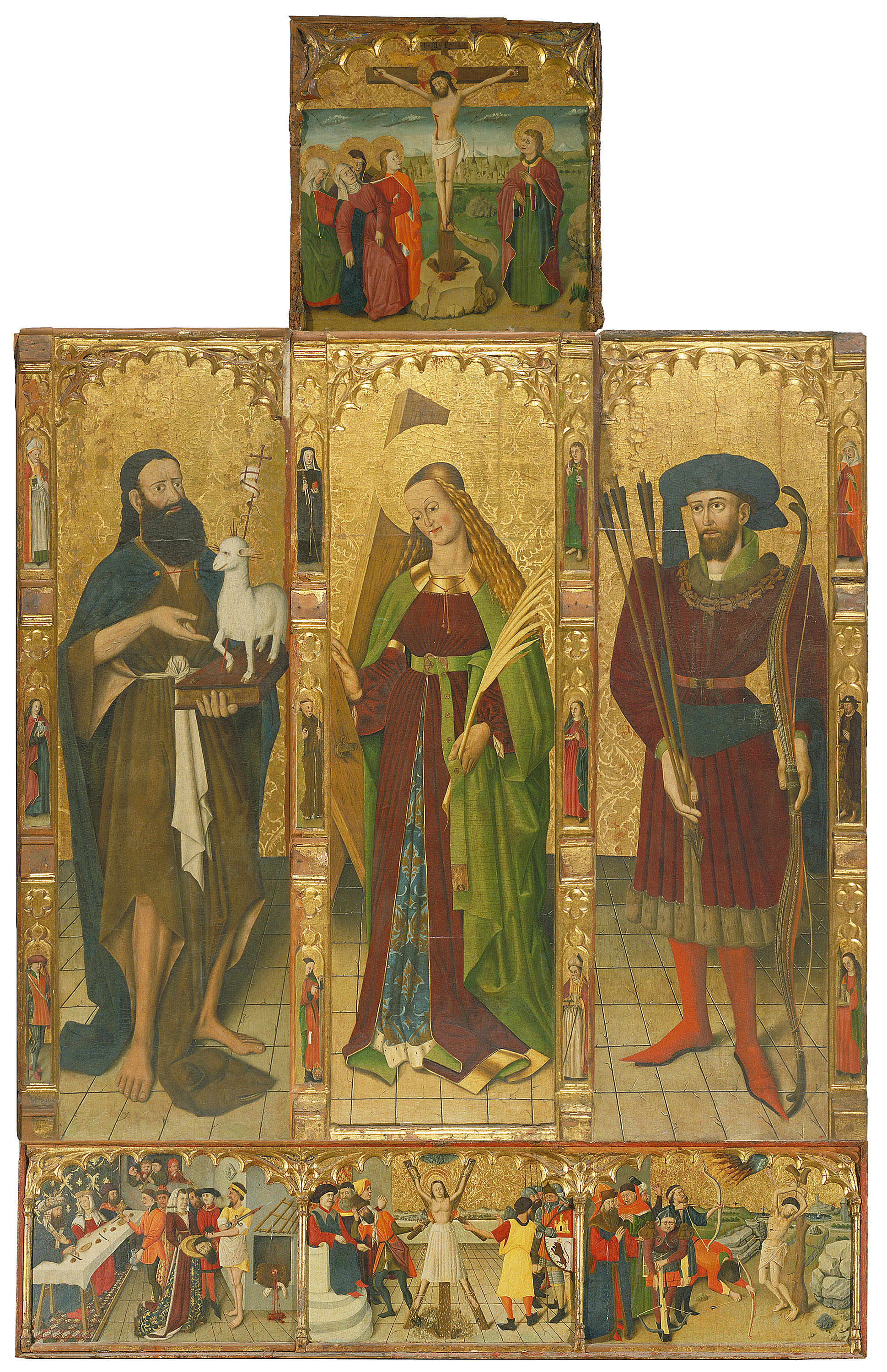 image for: Anònim. Catalunya - Retaule de sant Joan Baptista, santa Eulàlia i sant Sebastià - Segona meitat del segle XV