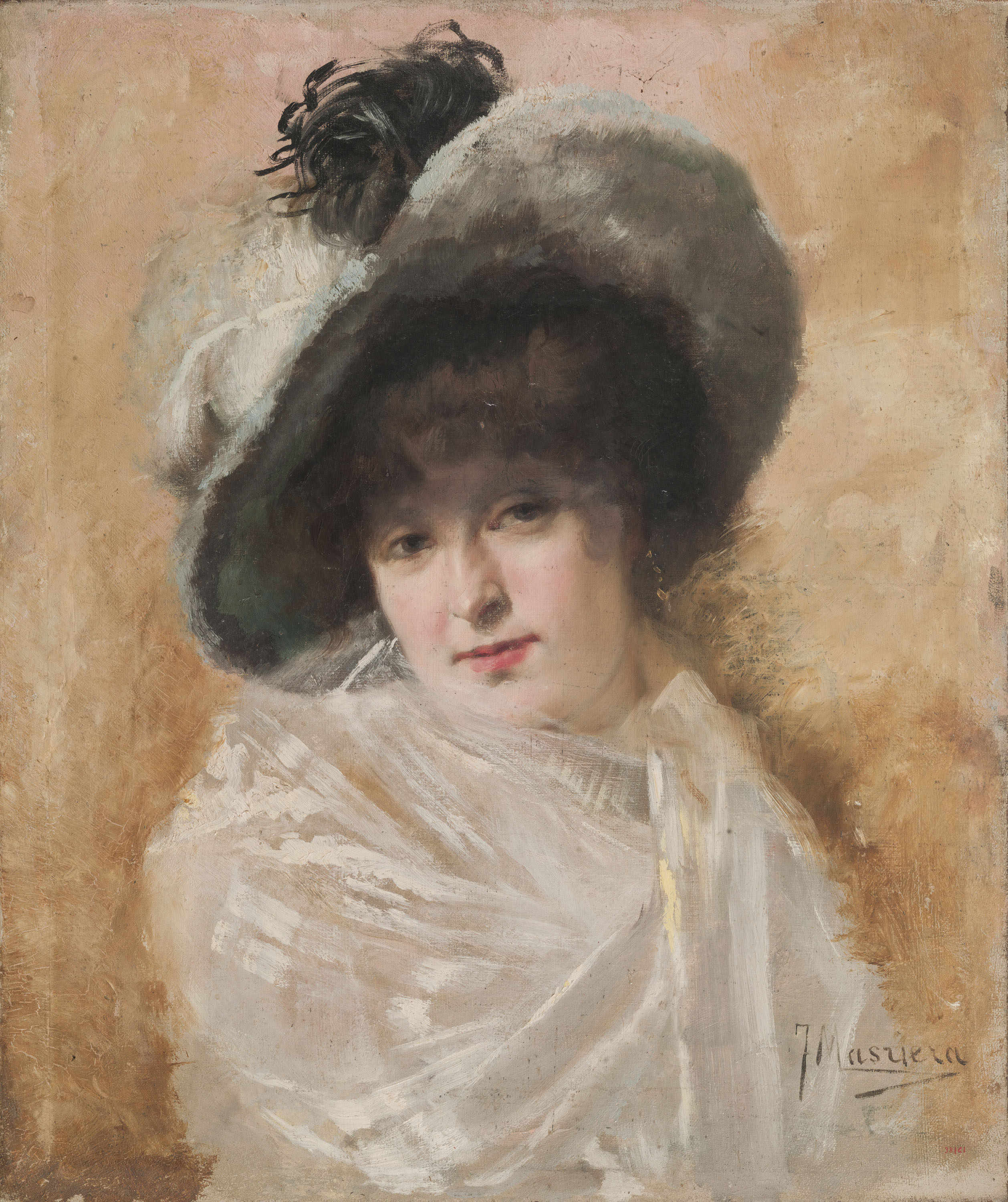 image for: Francesc Masriera - Bust de dona amb xal i capell - Cap a 1875-1900