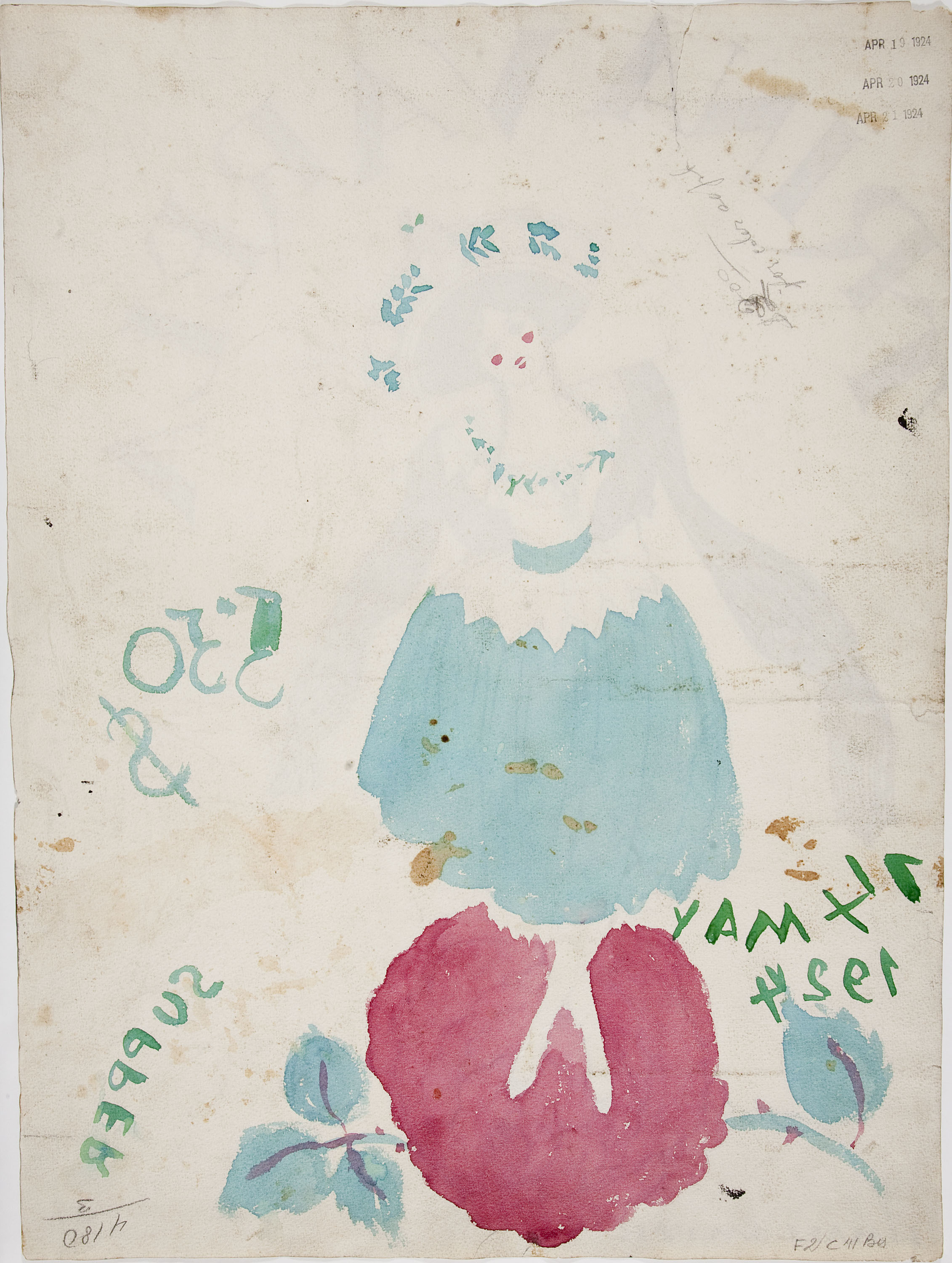 image for: Ismael Smith - Estudi per a cartell de la cupletista Trina Varela (anvers) / Estudi per a cartell de la cupletista Trina Varela (revers) - 1924 [1]
