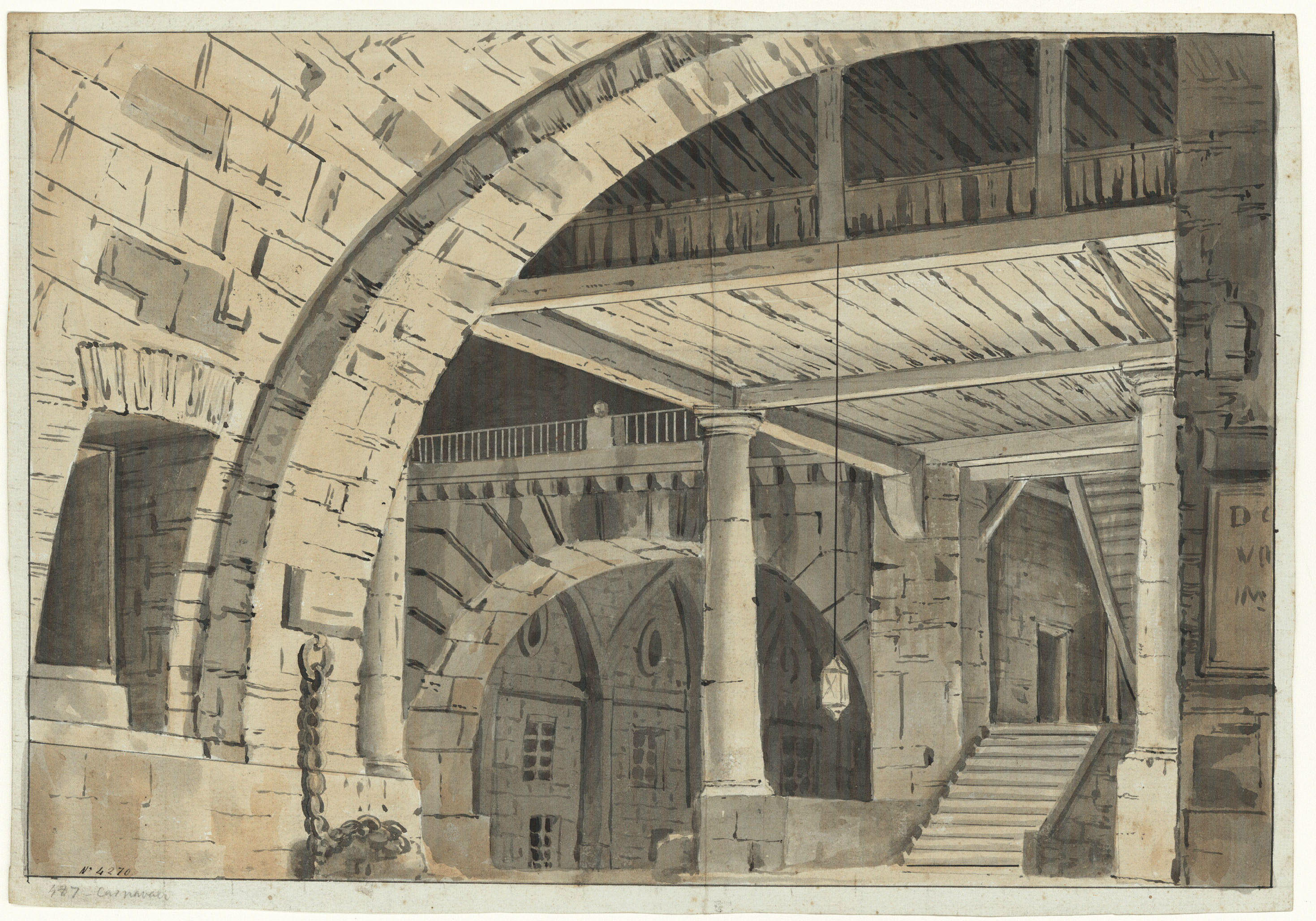 image for: Giulio Cesare Carnevali - Interior d&#039;una presó (escenografia) - Cap a 1800-1820