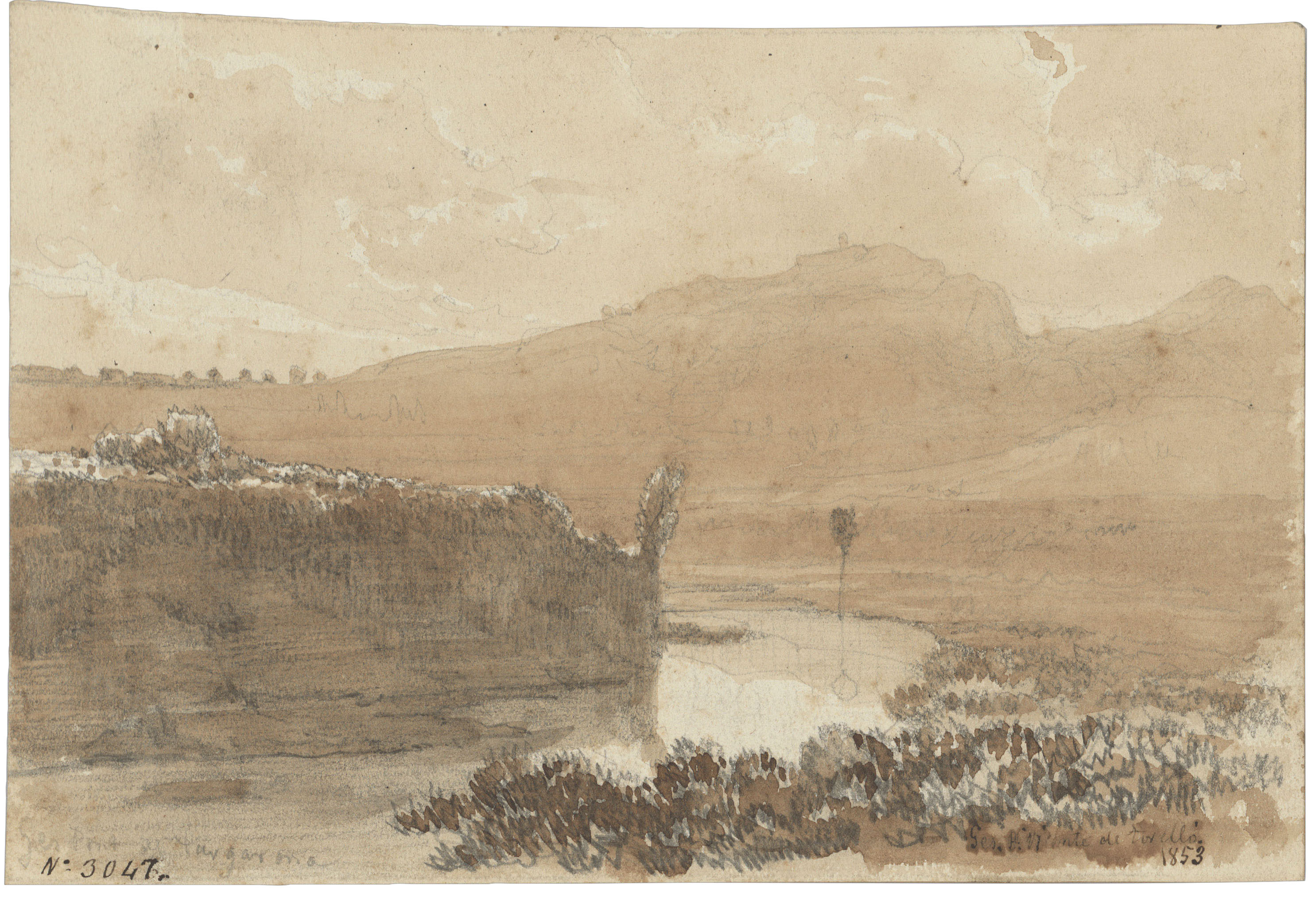 image for: Lluís Rigalt - Per pont de Targarona. Riu Ges. S. Vicenç de Torelló - 1853