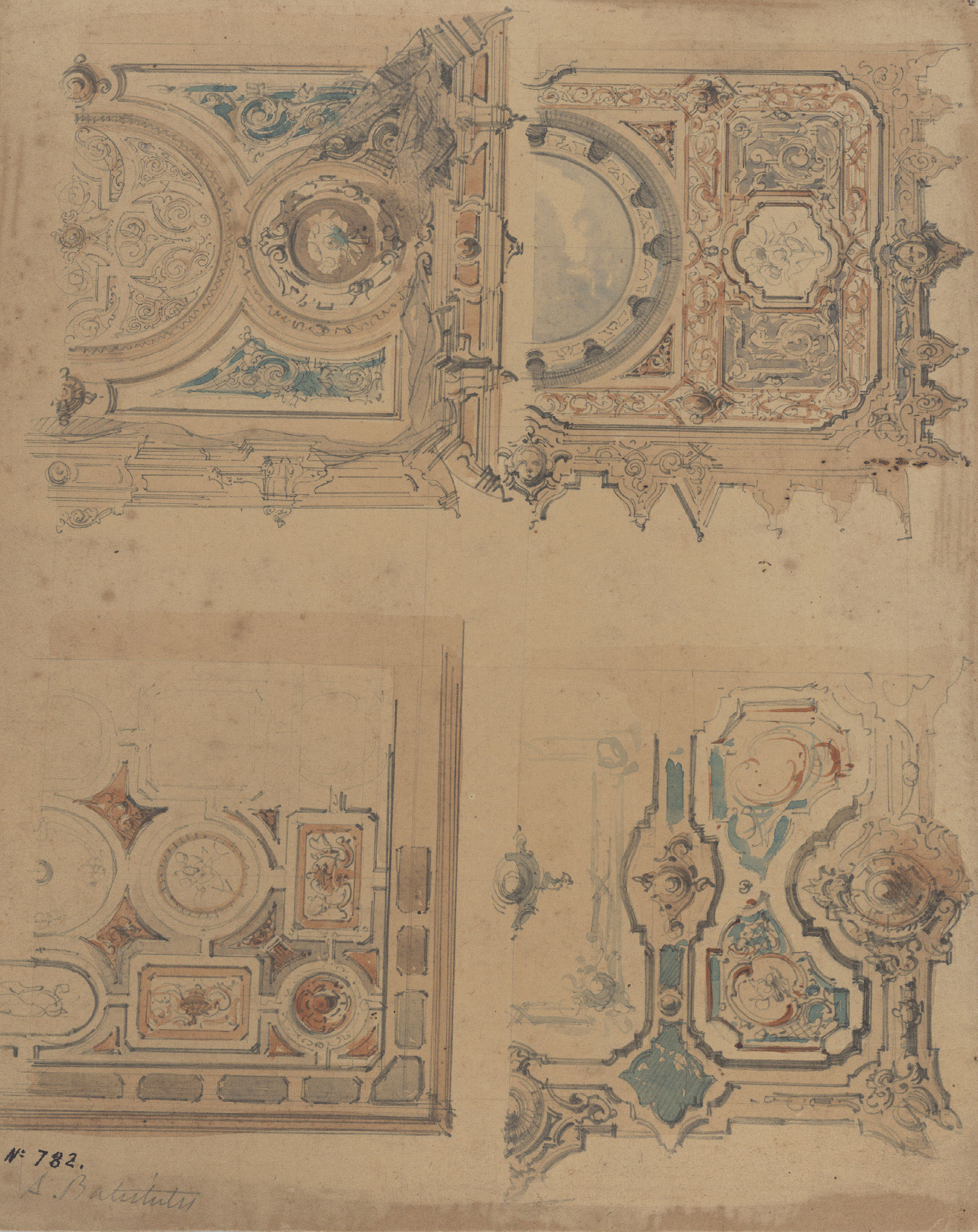 image for: Achille Battistuzzi - Projectes de decoració de sostre - Cap a 1860-1880